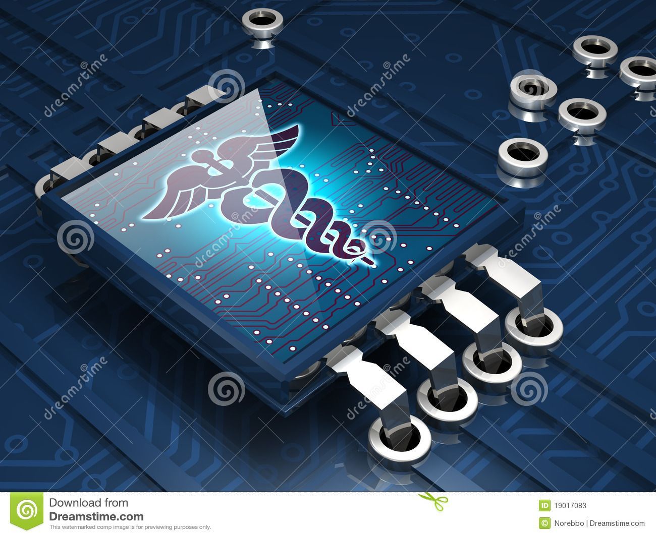 Chip con simbolo caduceo blu, 1300x1065 HD, Desktop