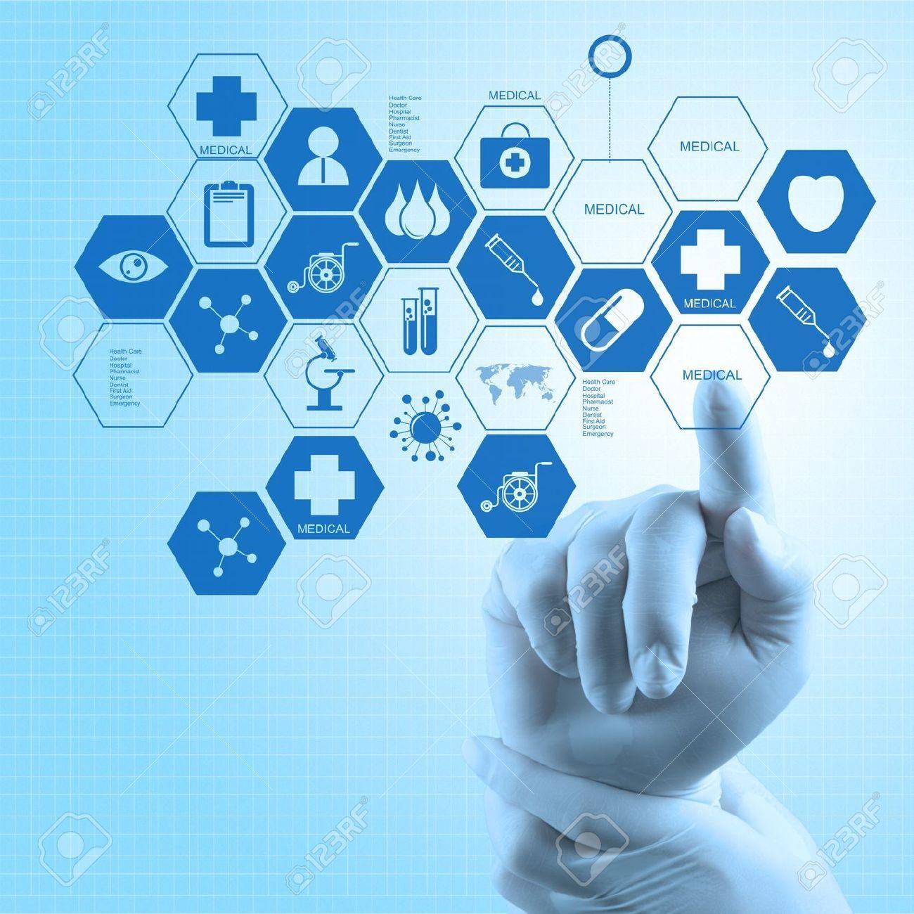 Icone mediche esagonali blu, 1300x1300 HD, Desktop