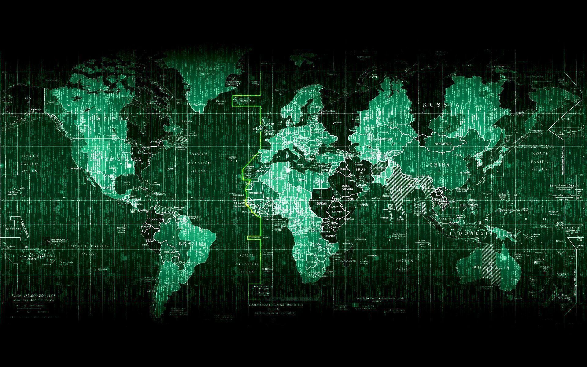 Mappa mondo digitale verde, 1920x1200 Full HD+, Desktop