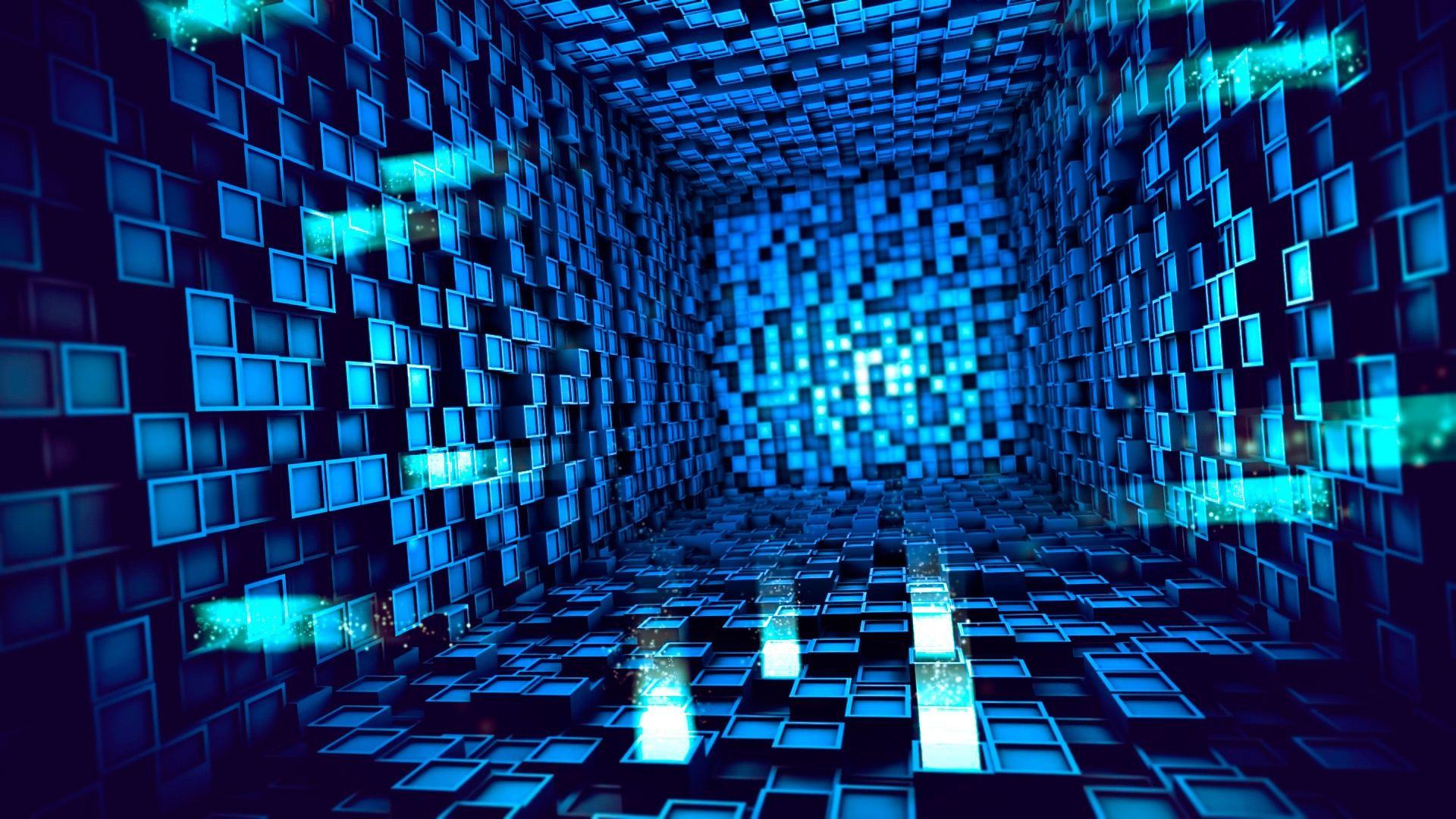 Tunnel digitale blu cubi, 1920x1080 1080p, Desktop
