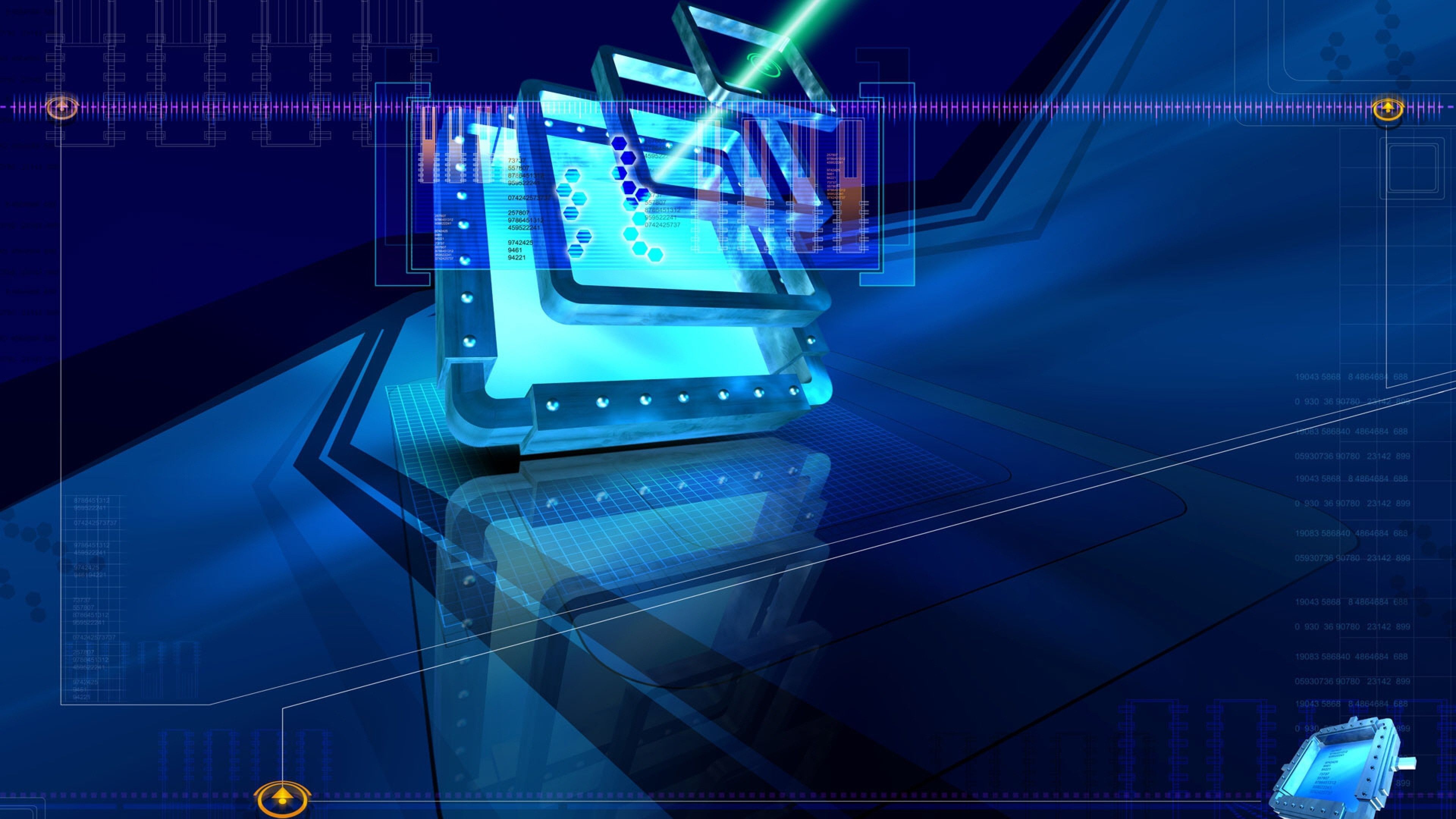 Interfaccia digitale blu tecnologica, 3840x2160 4K, Desktop 4K
