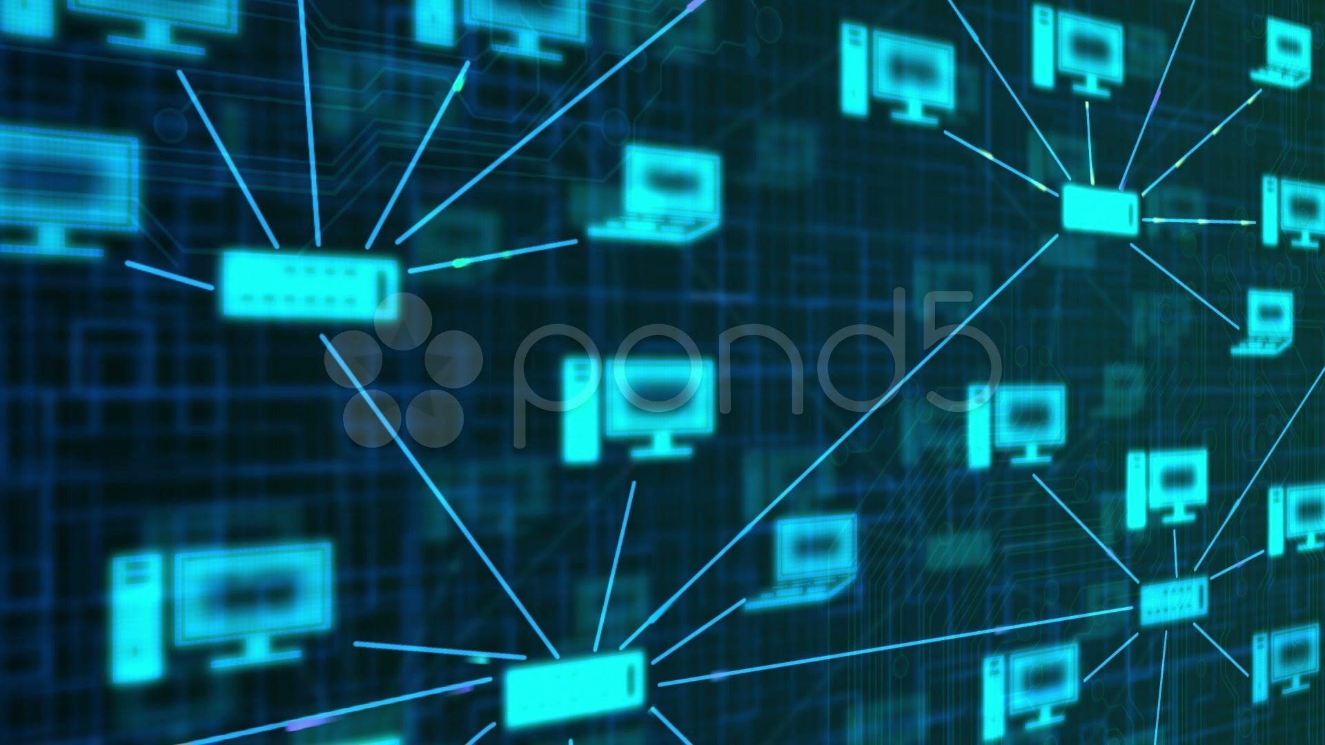 Rete computer connessi blu, 1920x1080 Full HD 1080p, PC