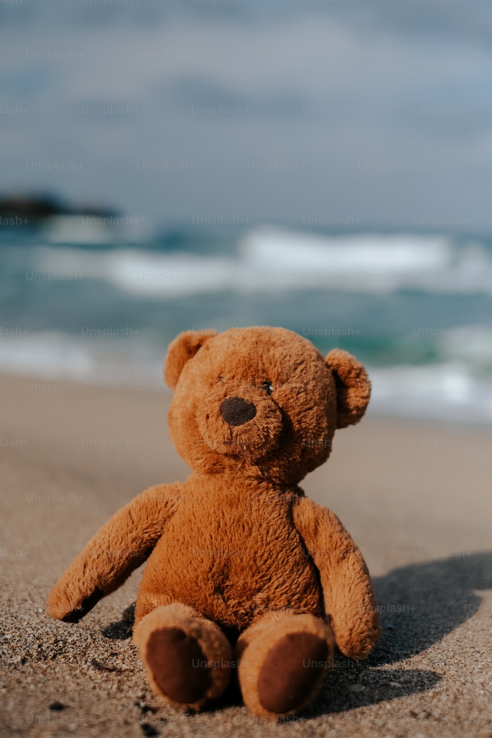 Orsetto peluche sulla spiaggia, 1000x1500 Verticale, Mobile