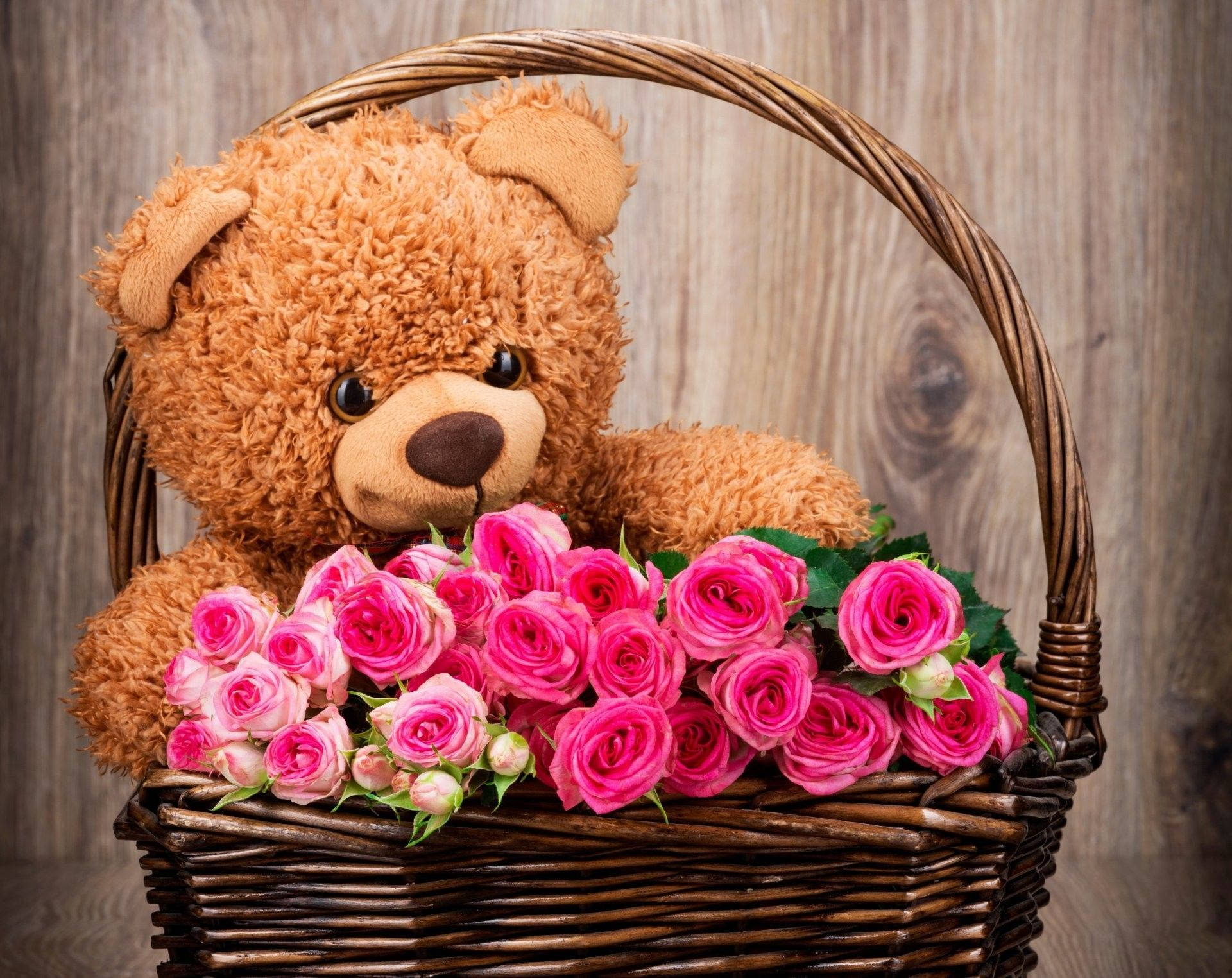 Orsetto peluche con rose rosa, 1920x1524 Full HD+ WUXGA, PC