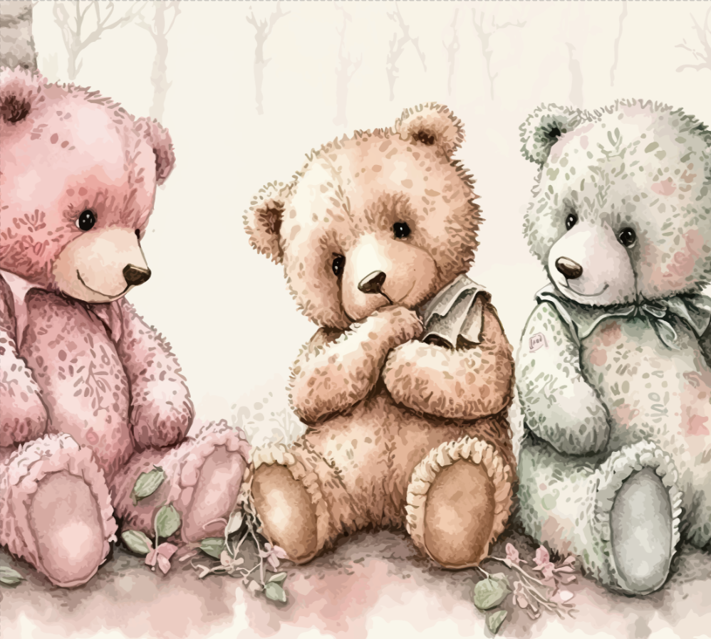 Tre orsetti teddy acquerello, 998x898 HD, Desktop