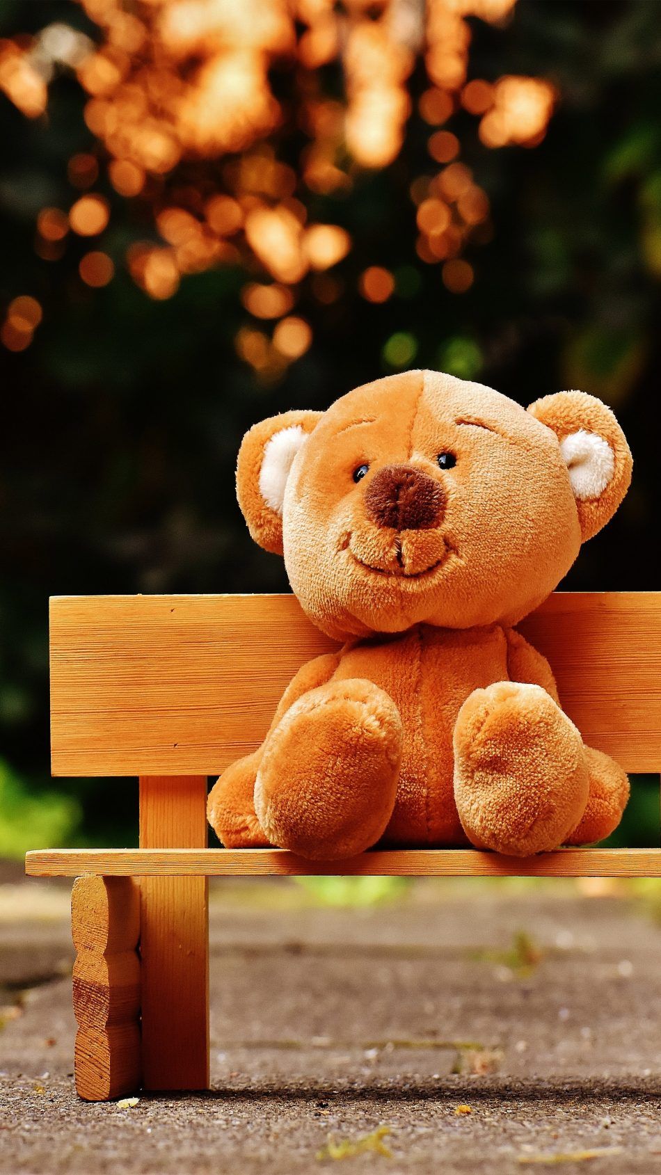Orsetto peluche seduto panchina, 950x1689 Full HD Verticale, Smartphone