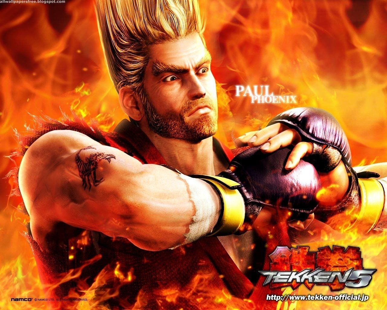 Paul Phoenix Tekken 5 fiamme, 1280x1024 720p, Laptop