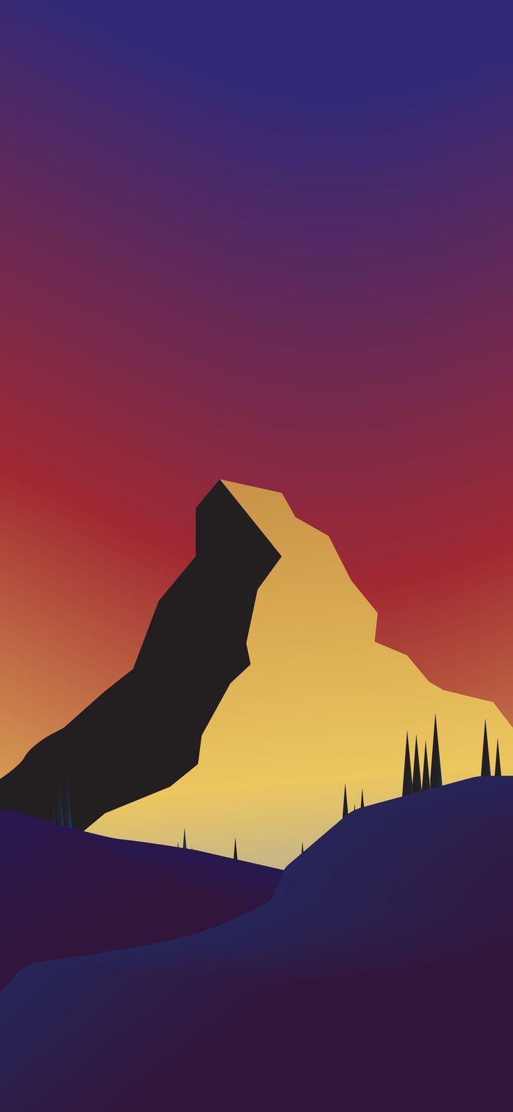 Montagna minimalista al tramonto, 736x1593 Verticale, POCO