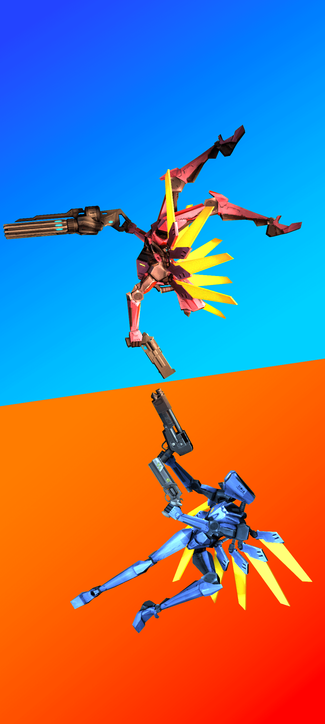 Ultrakill robot rosso e blu, 1080x2400 Full HD Verticale, iPhone