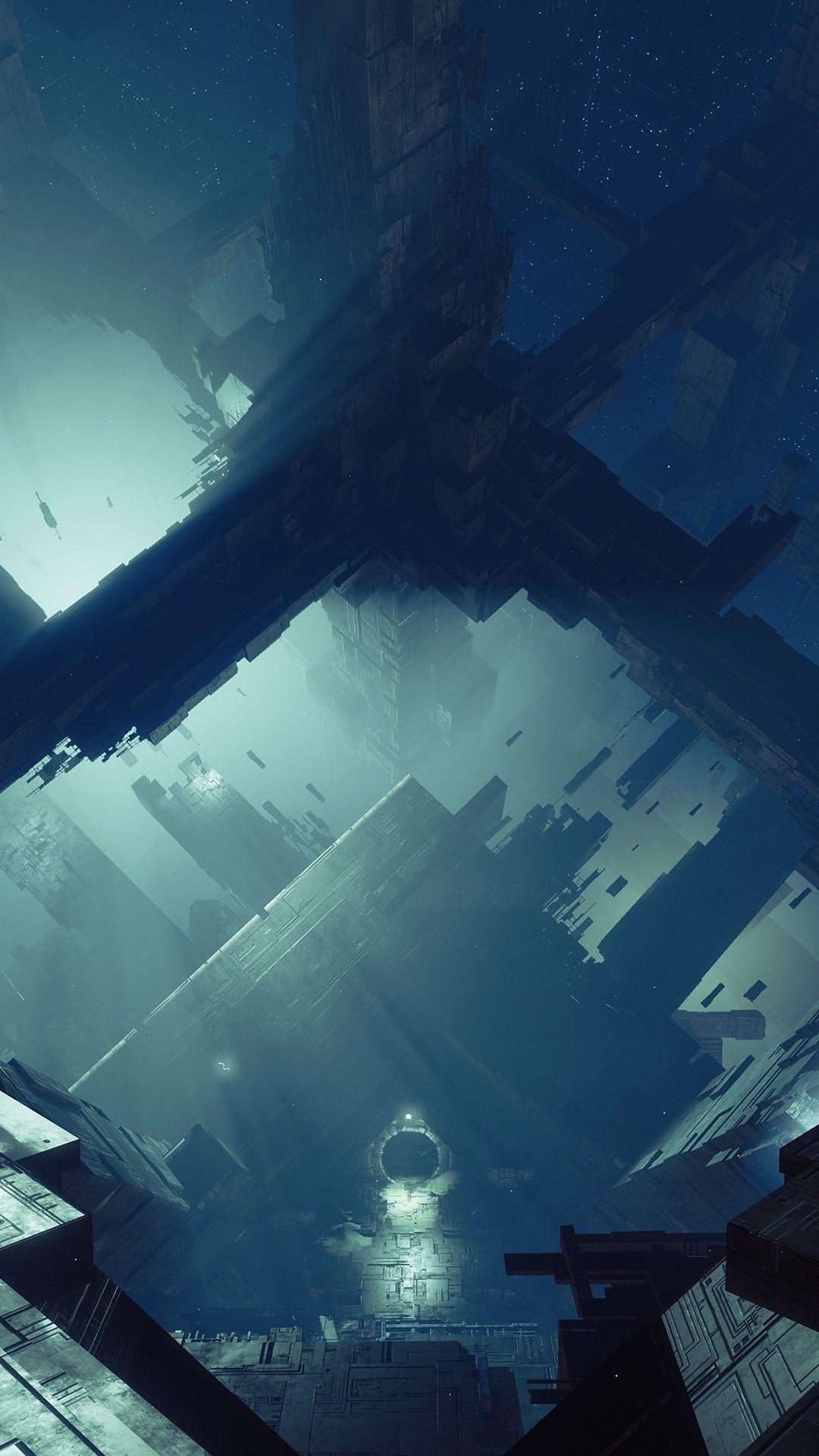 Struttura futuristica blu astratta, 1080x1920 Full HD Verticale, iPhone