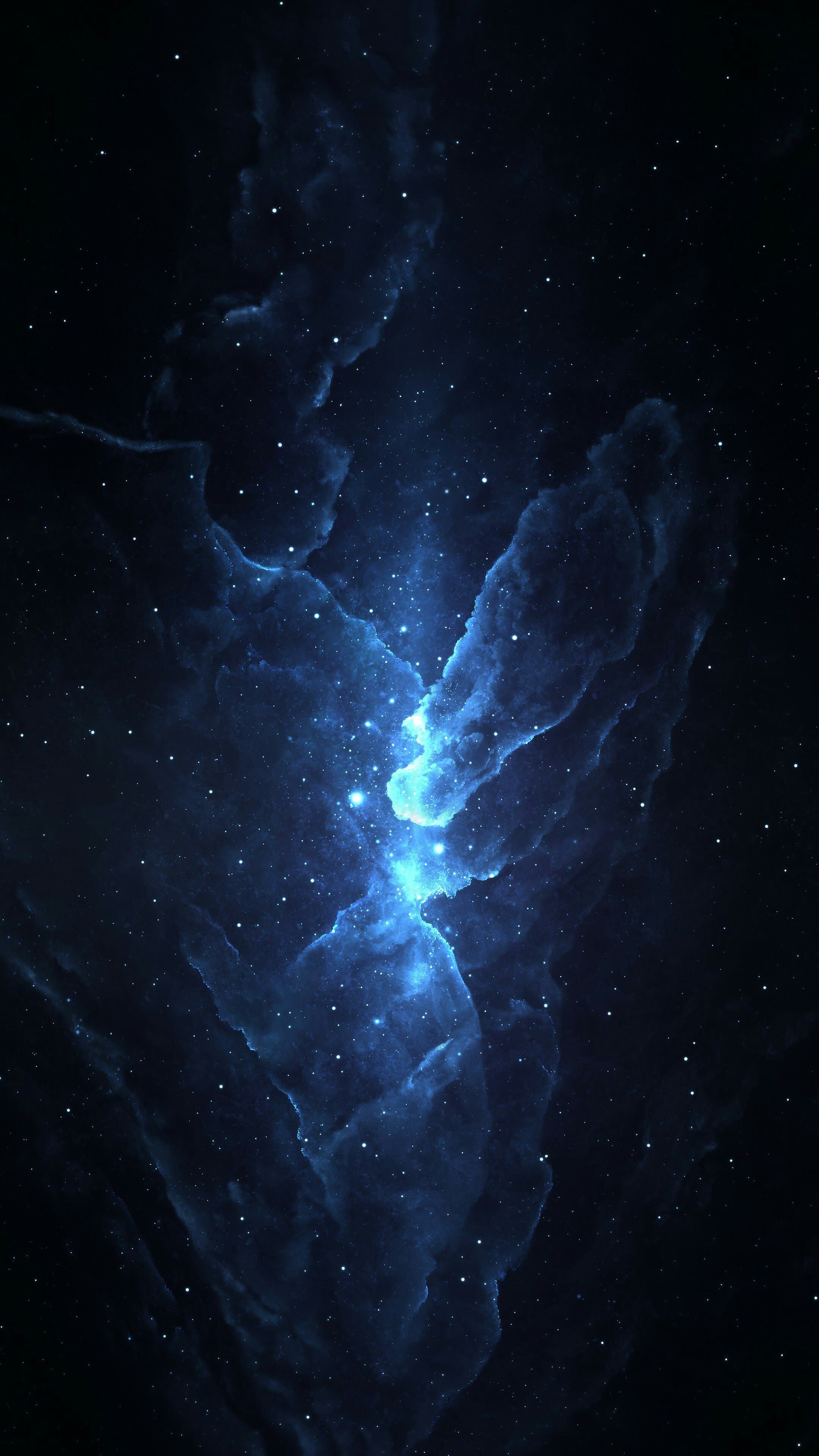Nebulosa blu nello spazio, 2160x3840 Full HD Verticale, Smartphone