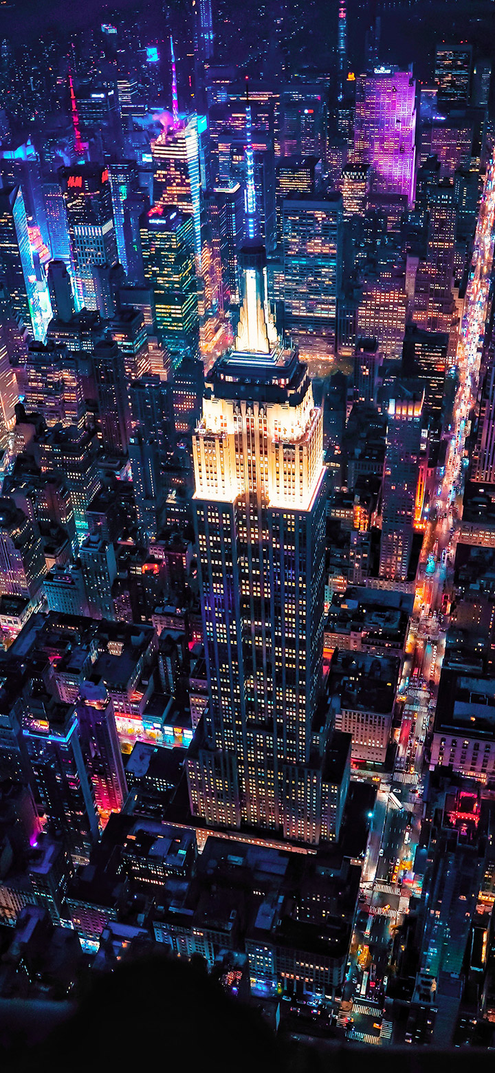 Vista aerea città notturna, 720x1560 Full HD Verticale, Realme