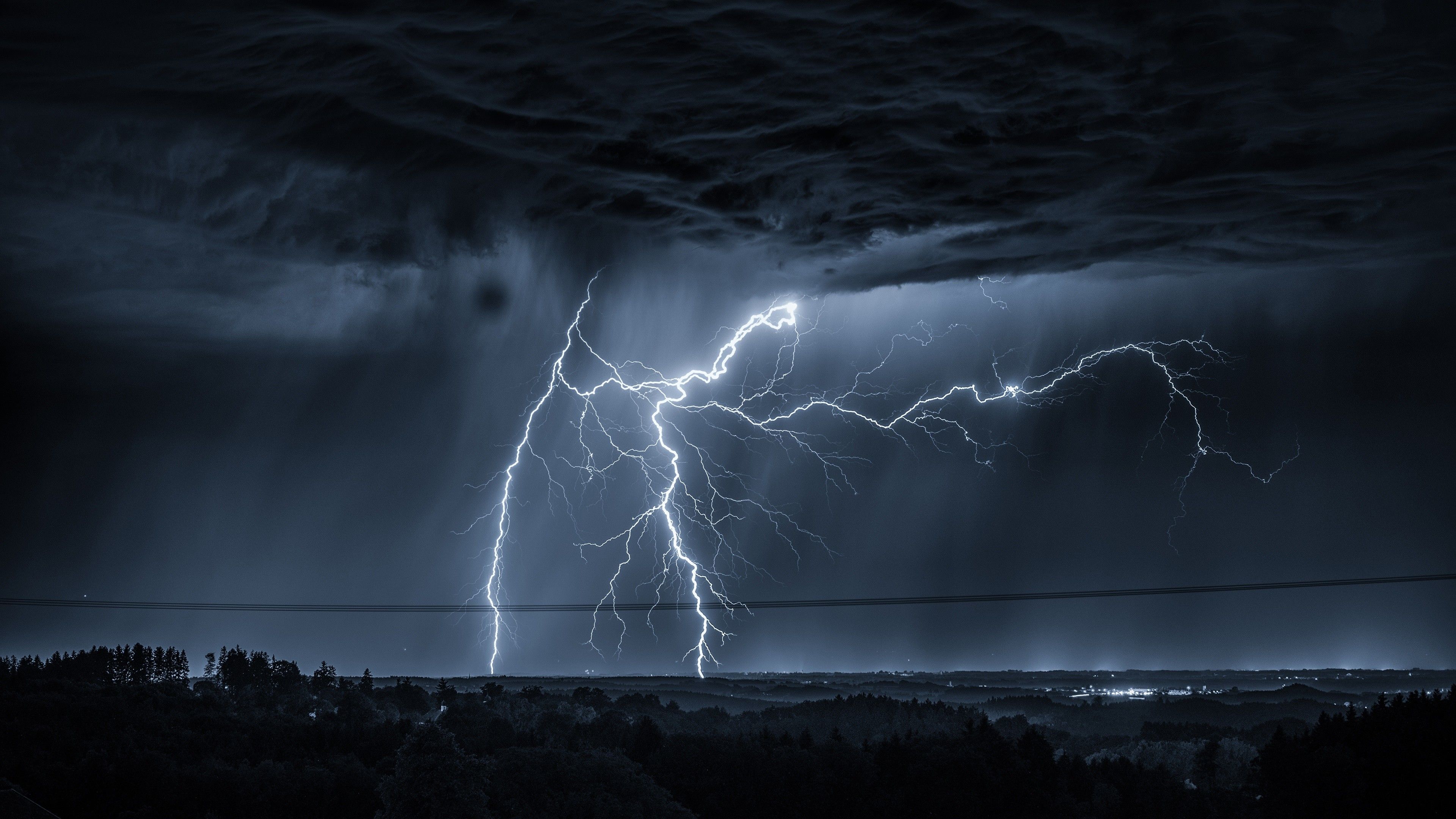 Fulmine notturno tempesta, 3840x2160 4K, Desktop 4K