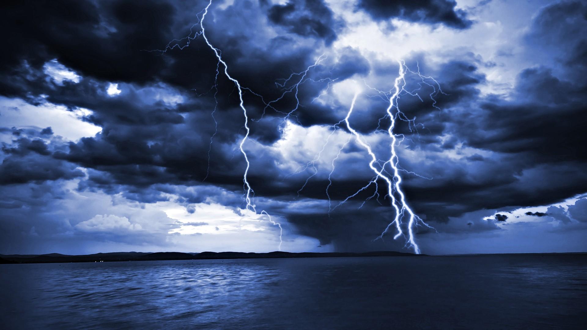 Tempesta con fulmini sul mare, 1920x1080 Full HD 1080p, Desktop