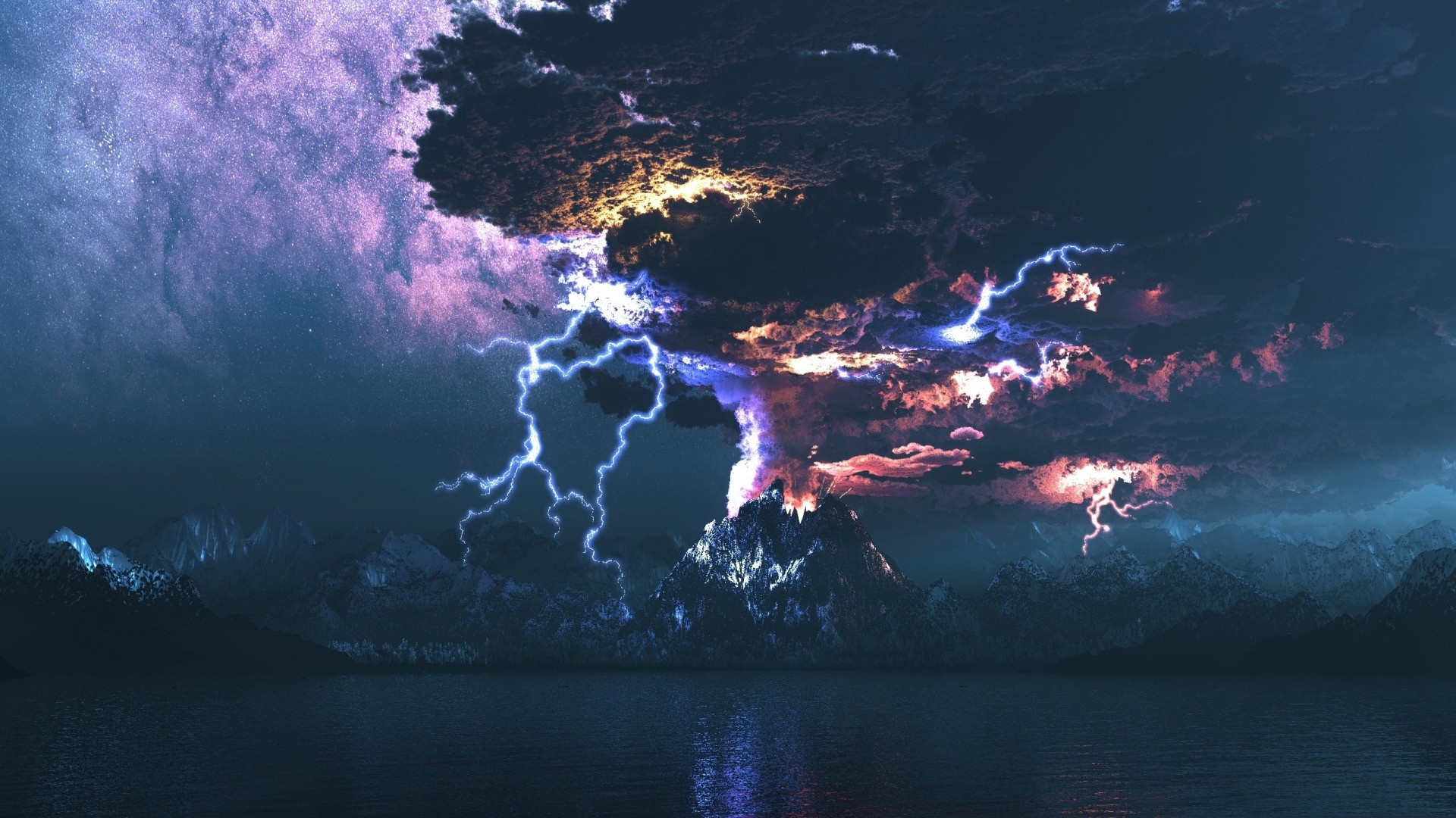 Fulmini tempesta nube notturna, 1920x1080 Full HD, Laptop