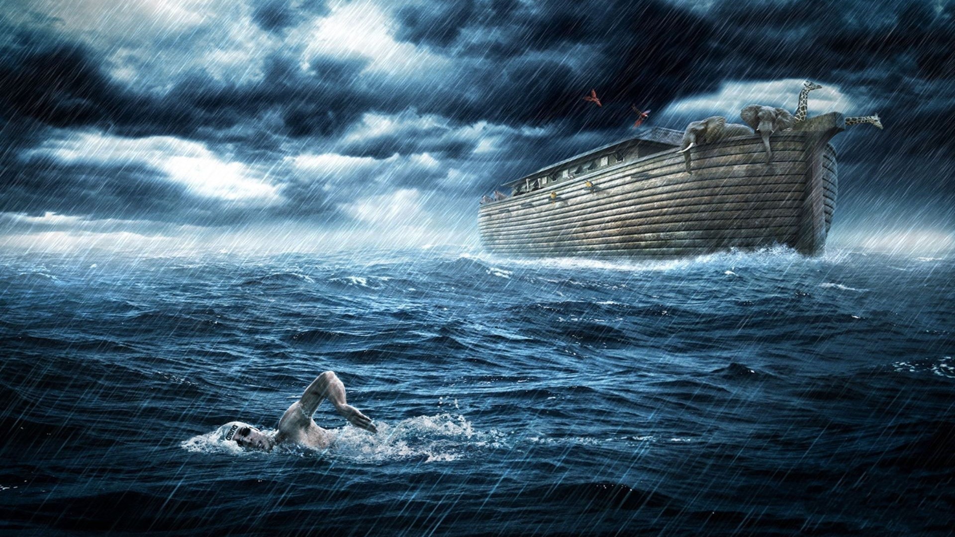 Nave nella tempesta, mare mosso, 1920x1080 Full HD, PC Desktop