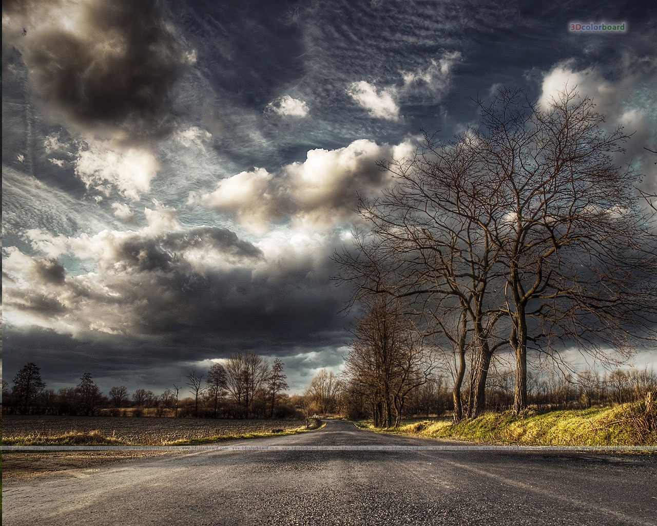 Strada di campagna con cielo tempestoso, 1280x1024 HD, Desktop