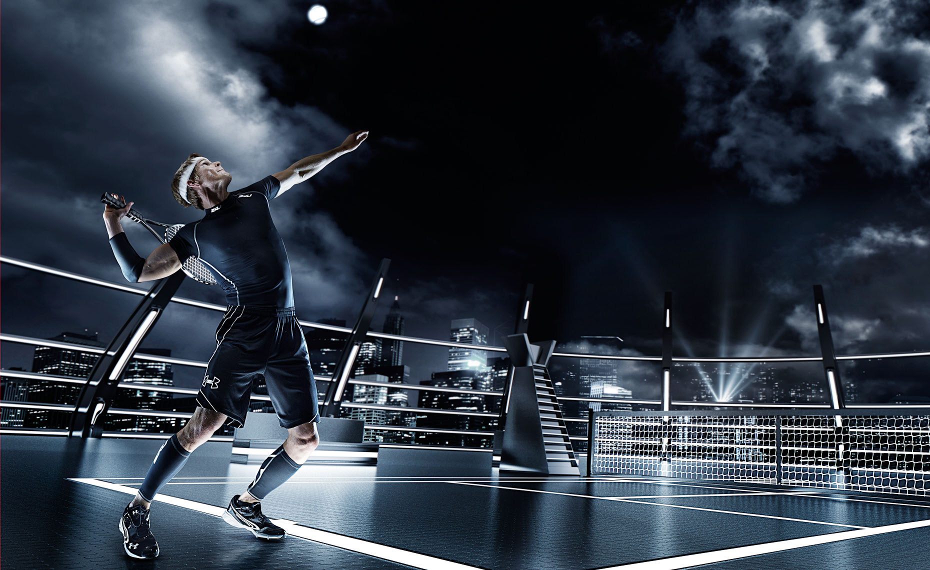 Giocatore di tennis campo notturno, 1860x1140 HD, Desktop