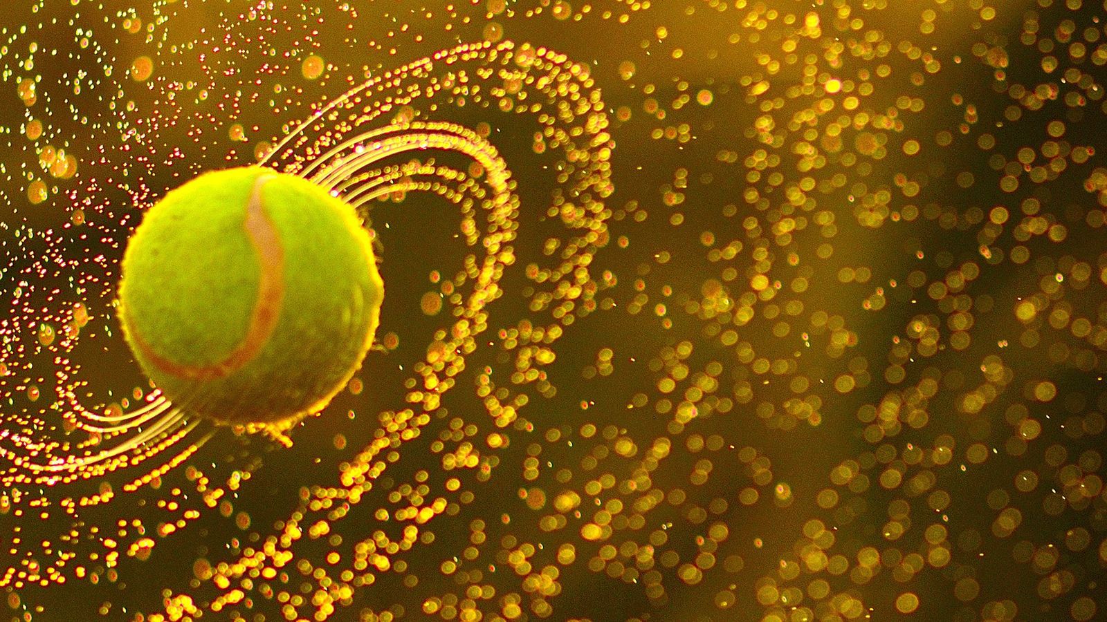 Pallina da tennis con particelle dorate, 1600x900 HD, iMac