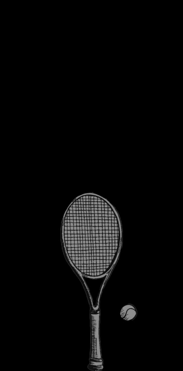 racchetta e pallina tennis nero, 630x1280 Verticale, Telefono