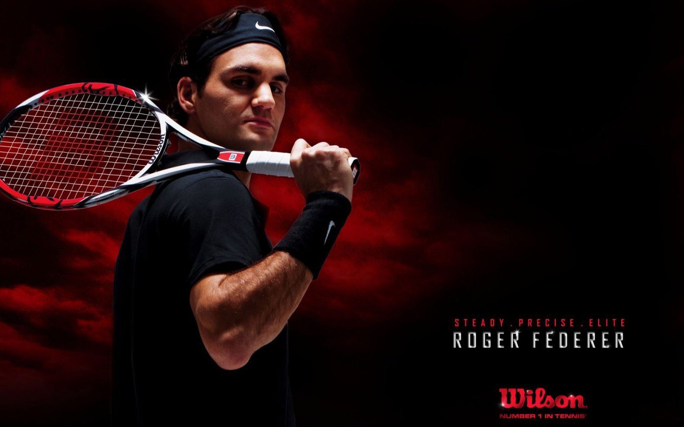 Roger Federer con racchetta tennis, 1392x870 720p, PC