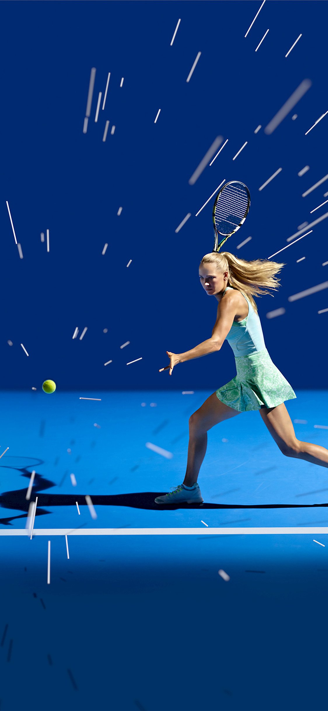 Tennista in campo blu, 1125x2436 Verticale, Mobile