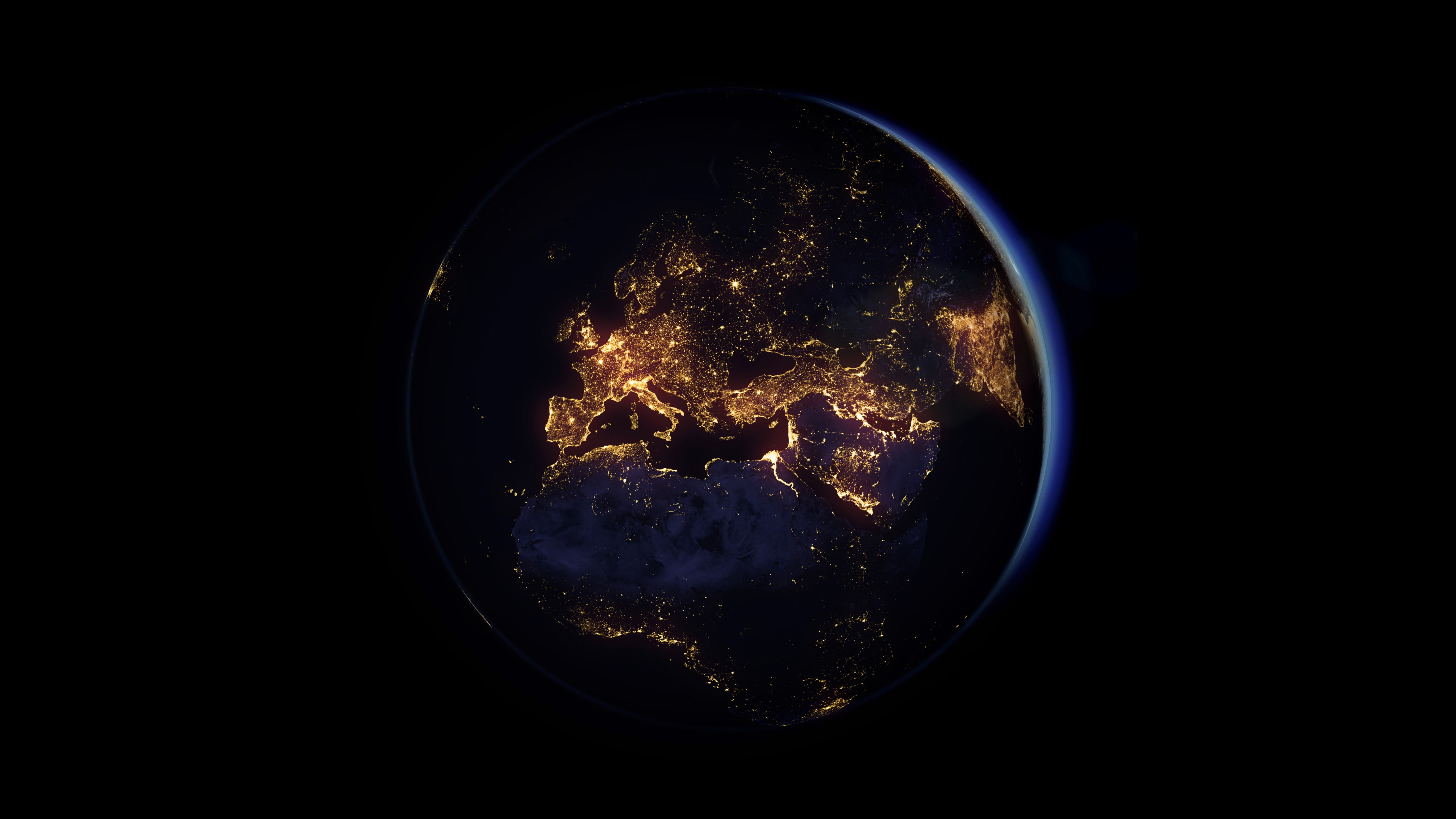 Terra vista dallo spazio notturna, 5120x2880 4K, Desktop 4K