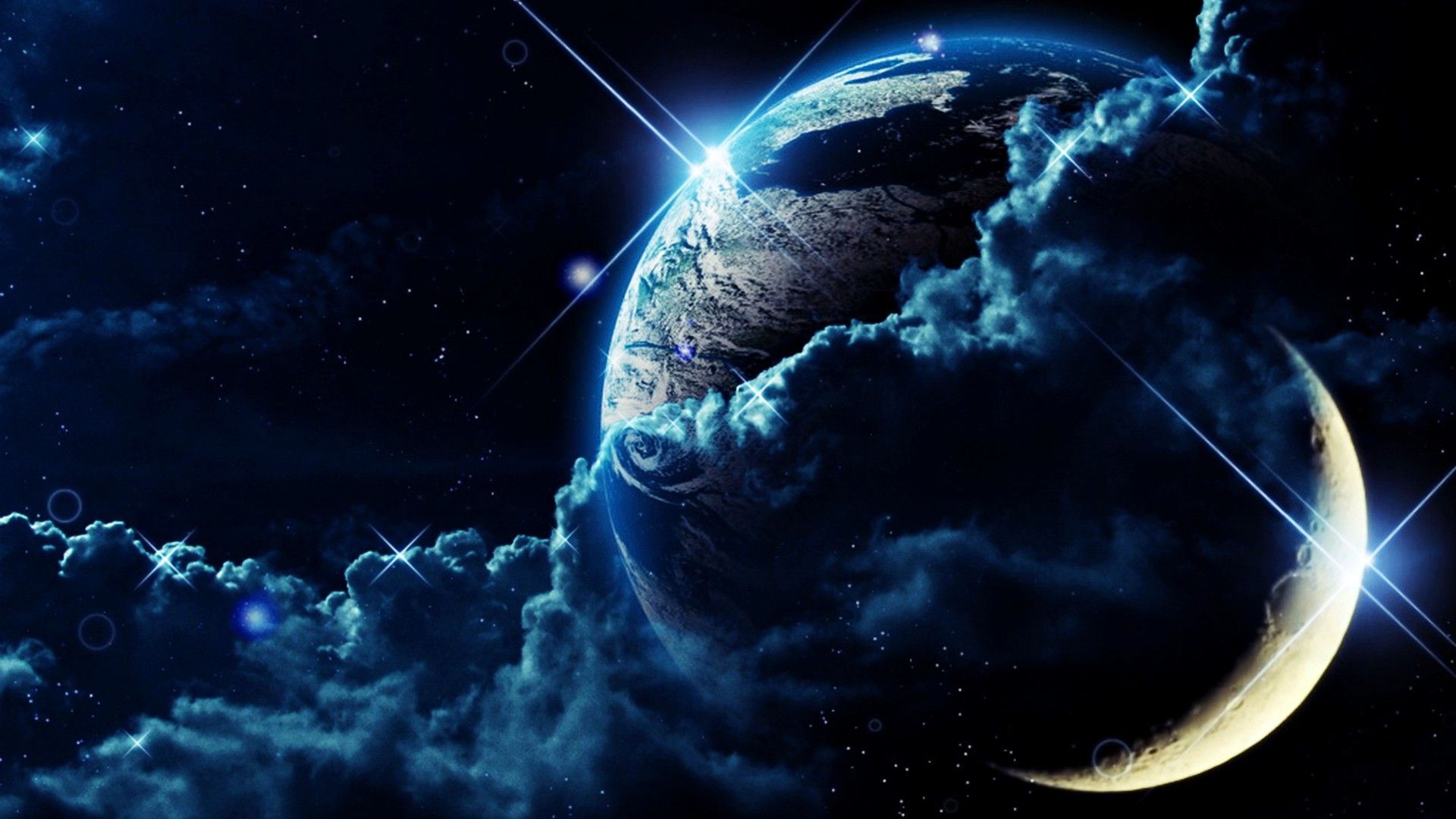 Terra e luna nello spazio, 1920x1080 Full HD 1080p, Laptop