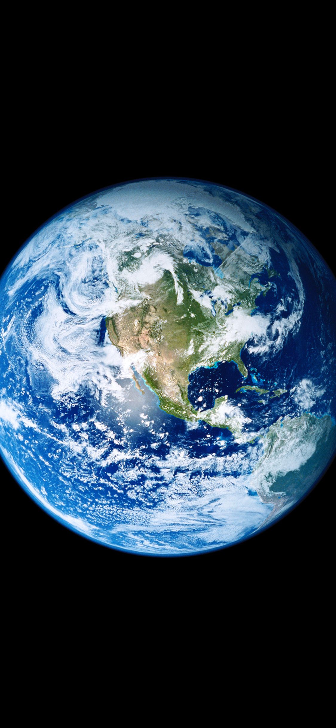 Pianeta Terra su nero, 1125x2436 Verticale, Telefono