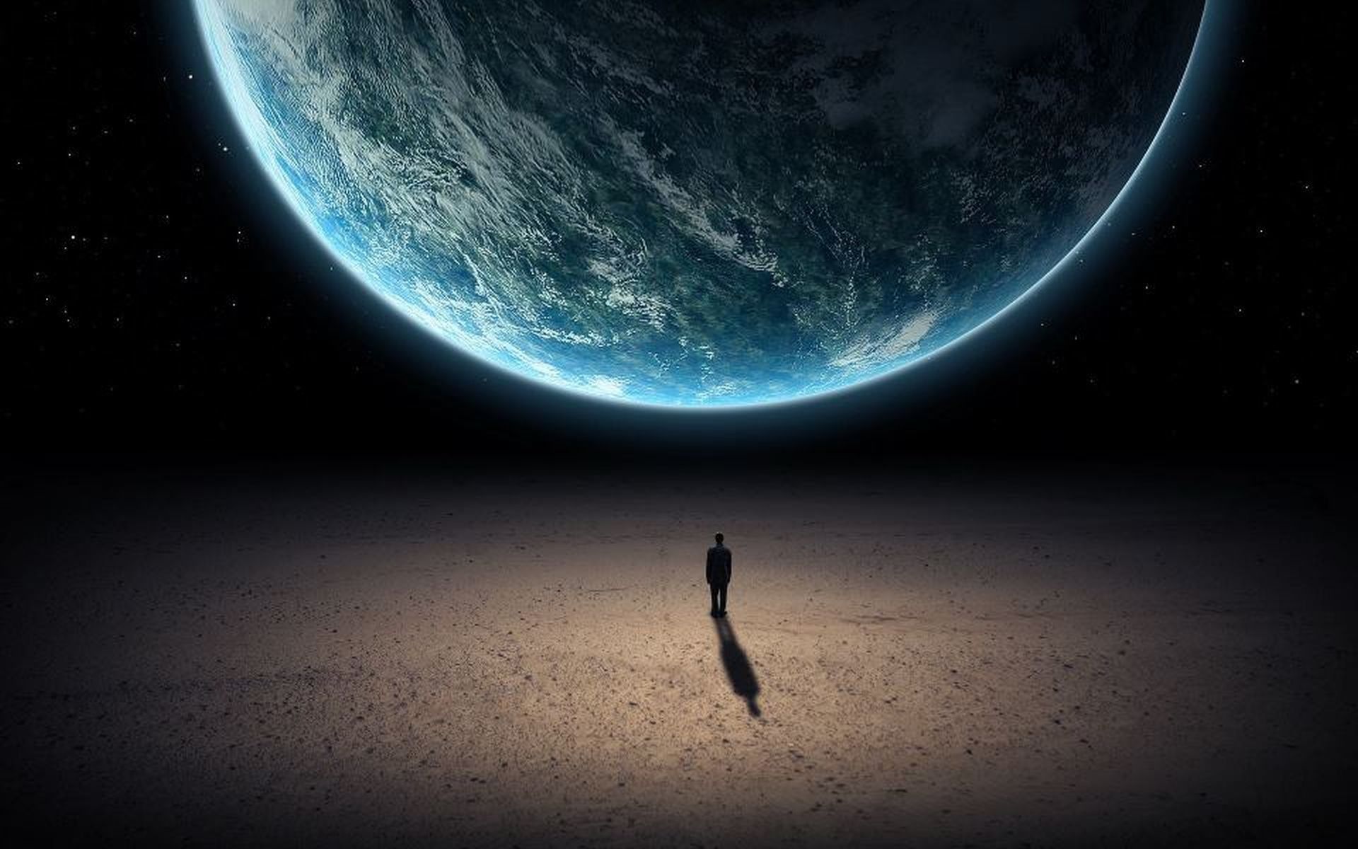 Uomo silhouette pianeta Terra, 1920x1200 Full HD+, Desktop