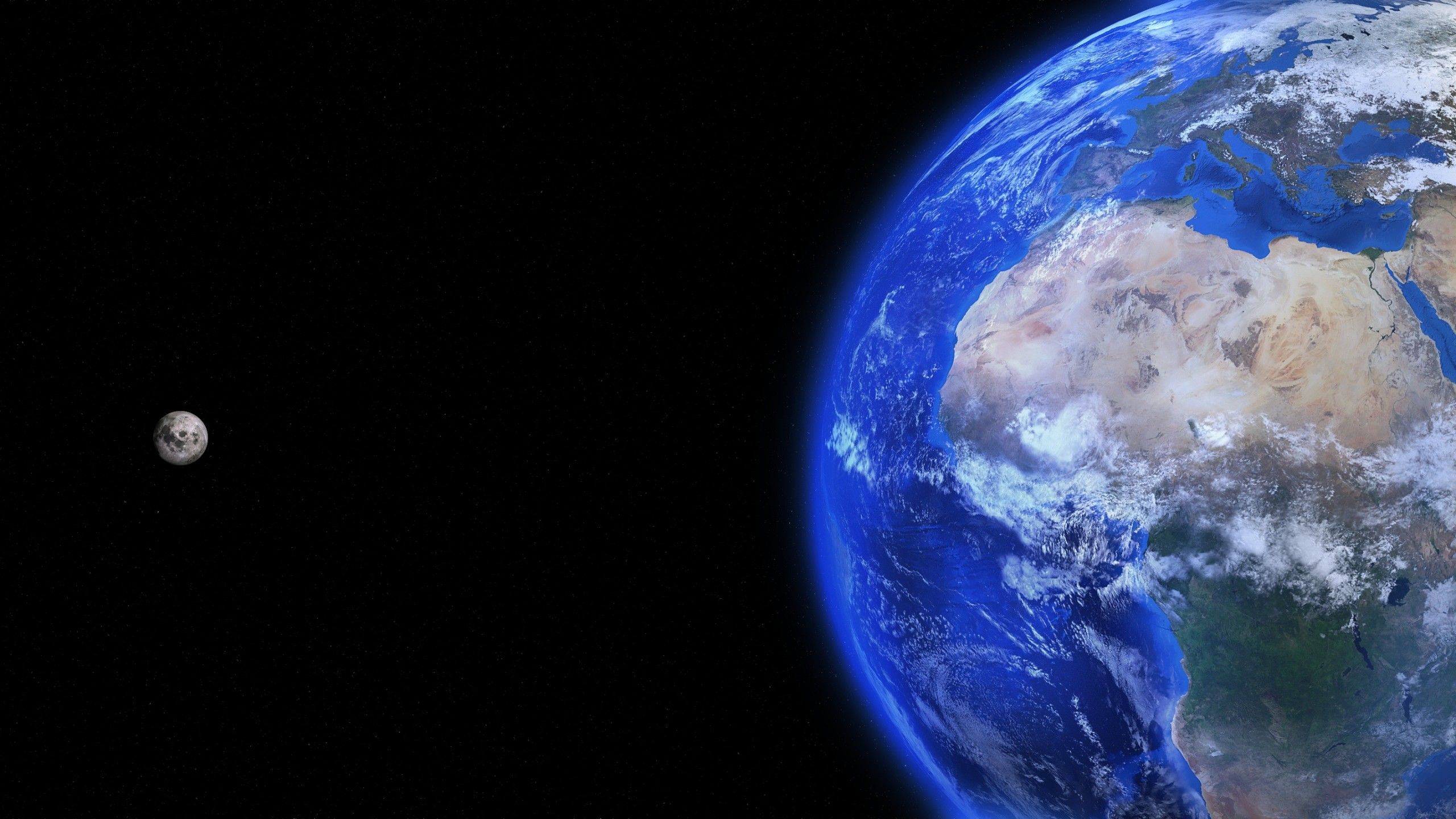 Terra e Luna nello spazio, 2560x1440 2K QHD, PC