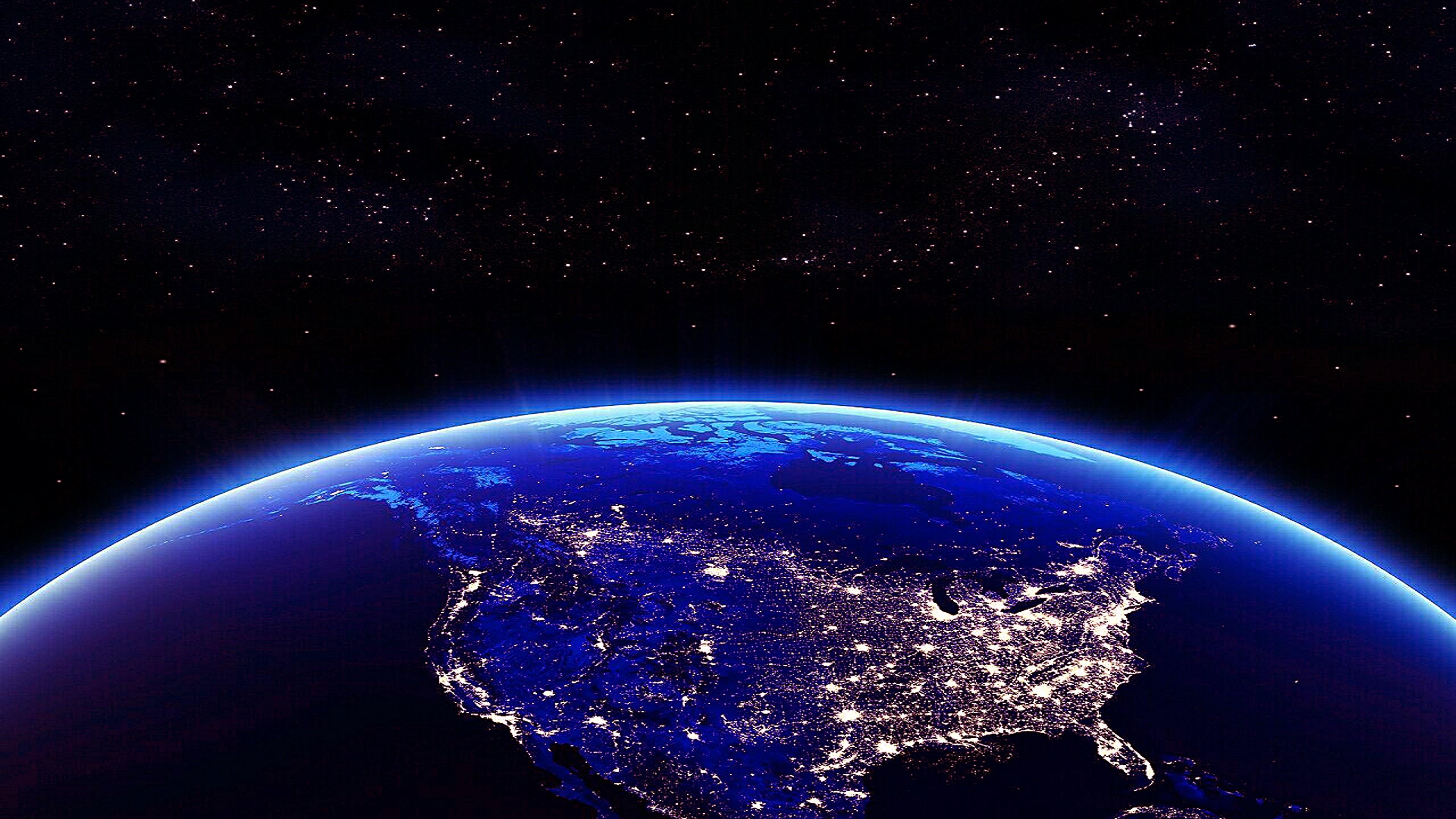 Terra Nord America vista notturna spazio, 3840x2160 4K Ultra HD, Monitor 4K