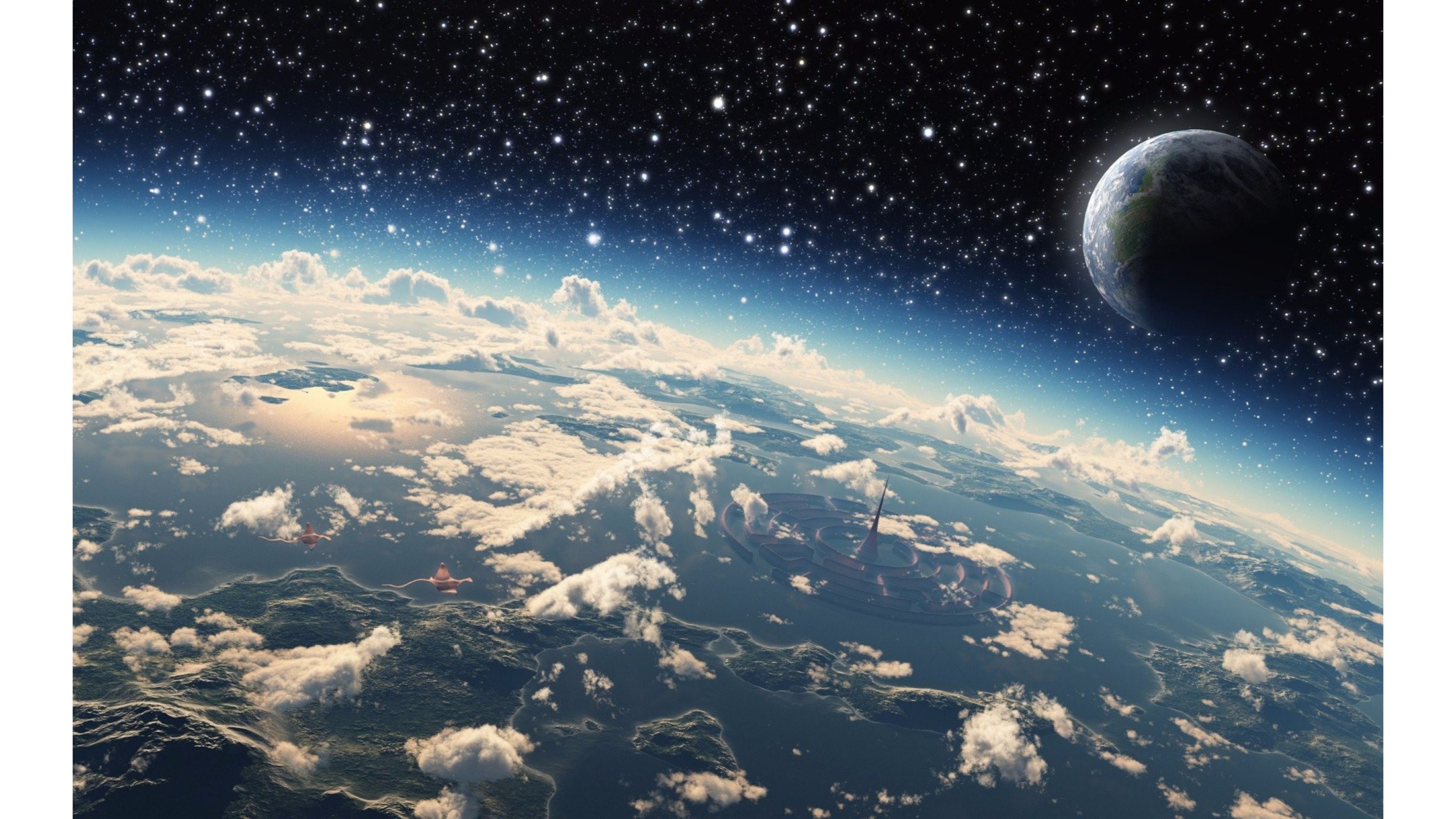 Terra vista dallo spazio con luna, 3840x2160 4K Ultra HD, Monitor 4K