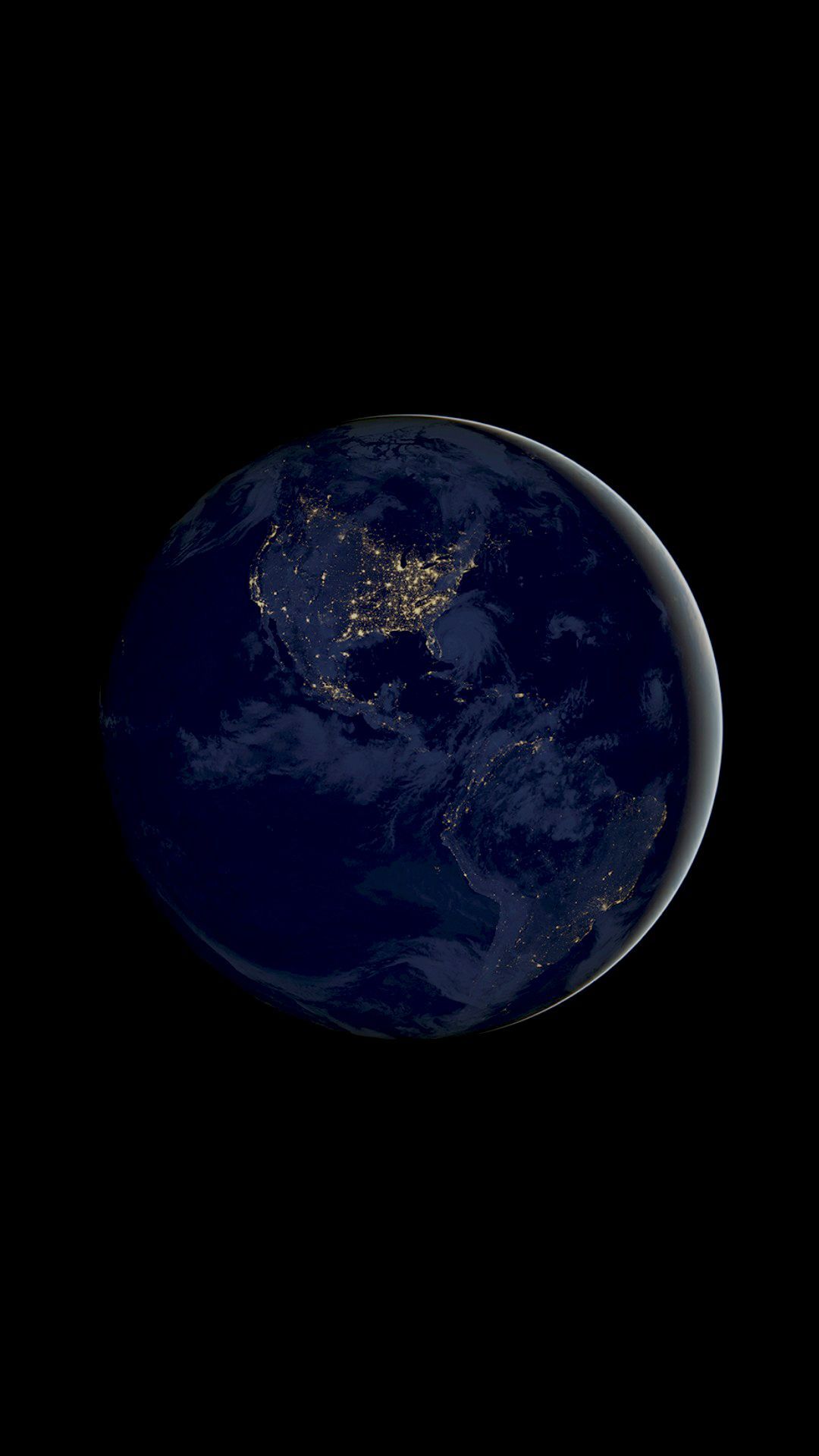 Pianeta Terra notturno spazio, 1080x1920 Verticale, Telefono
