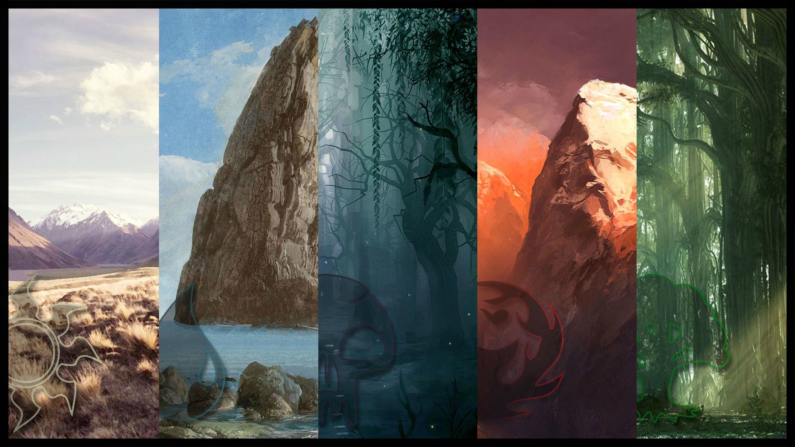 Paesaggi fantasy cinque elementi, 2560x1440 2K, Desktop