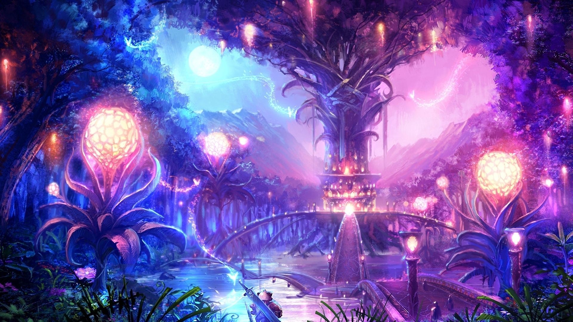 Foresta magica luminosa fantasy, 1920x1080 Full HD, Laptop