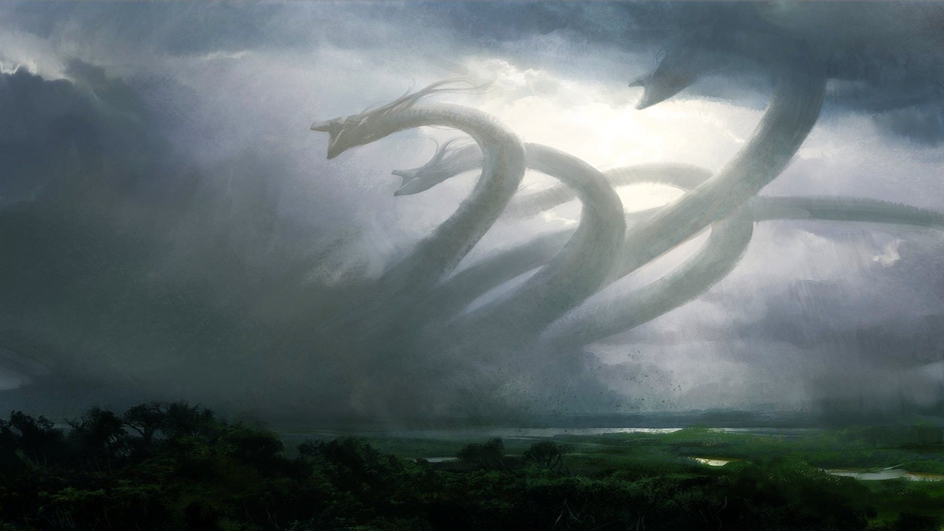 Draghi serpentini tra nuvole, 1920x1080 Full HD, Desktop