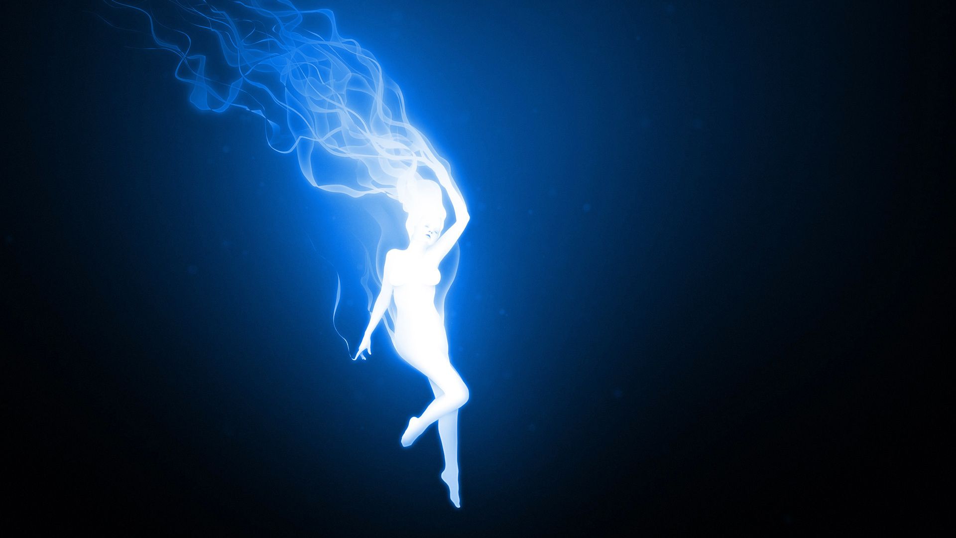 Silhouette luminosa blu fumo, 1920x1080 1080p, Laptop