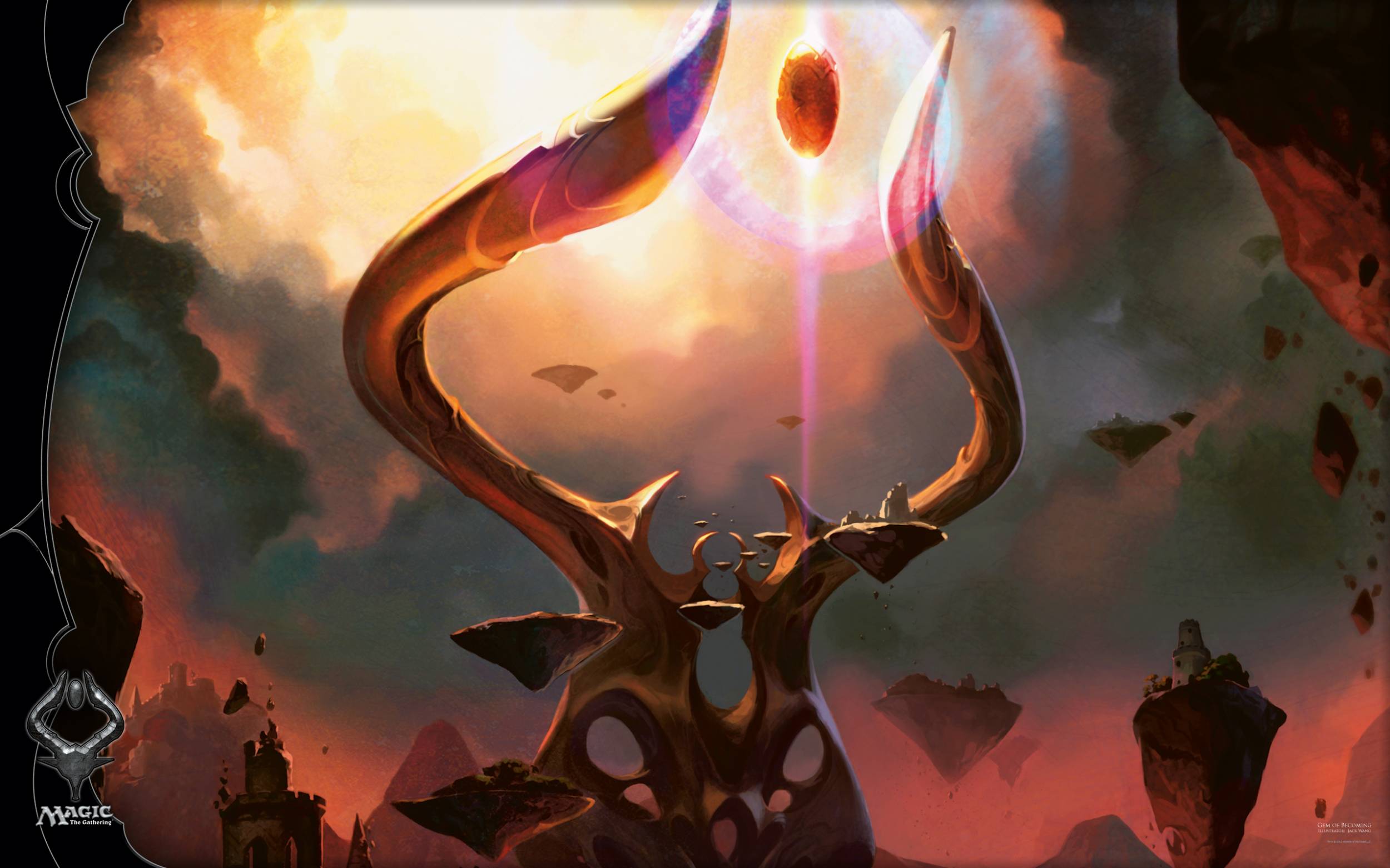 Creatura fantasy tentacoli cielo dorato, 2500x1562 2K, Desktop