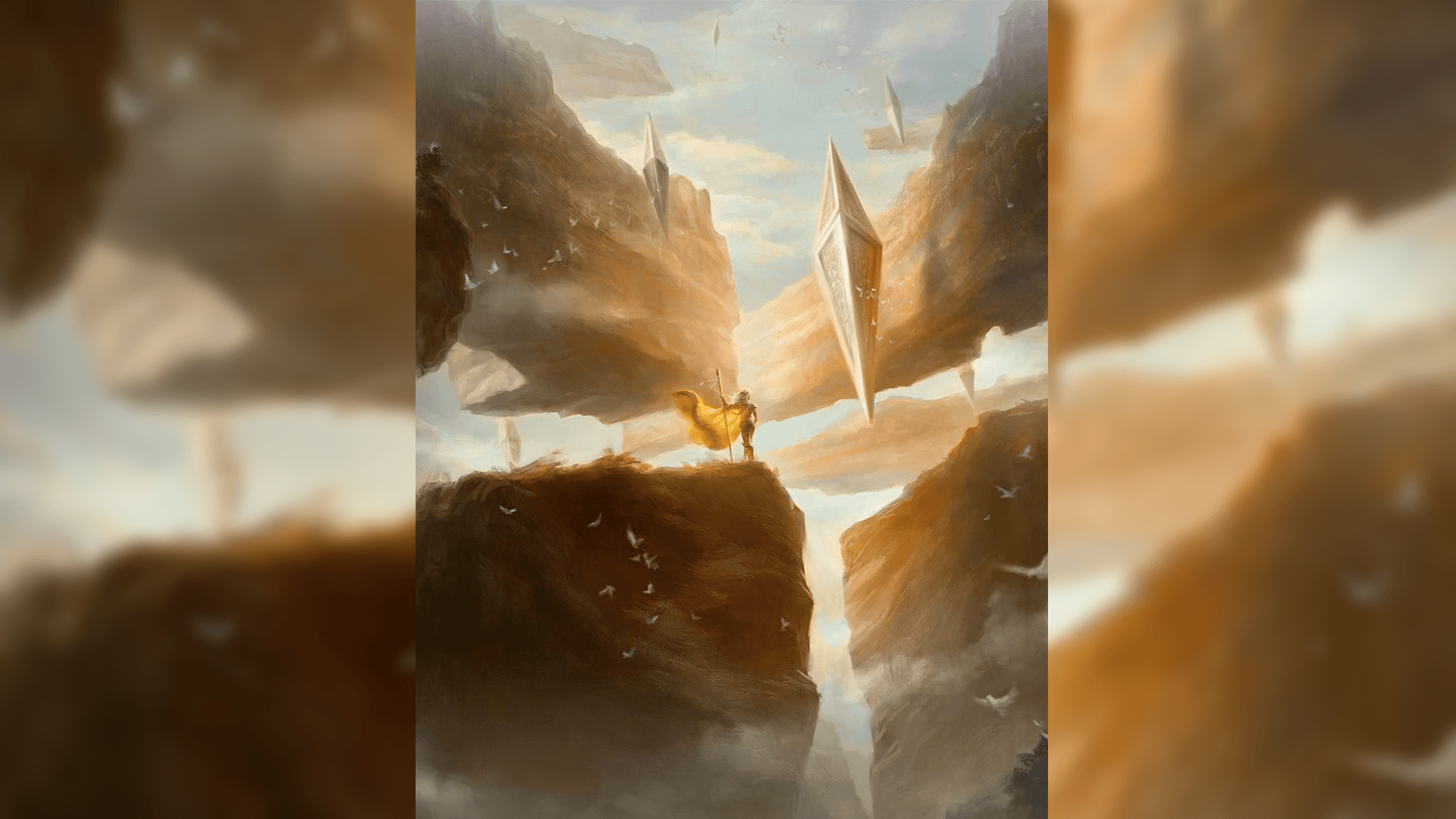 Isole fluttuanti fantasy dorate, 1920x1080 Full HD 1080p, Desktop