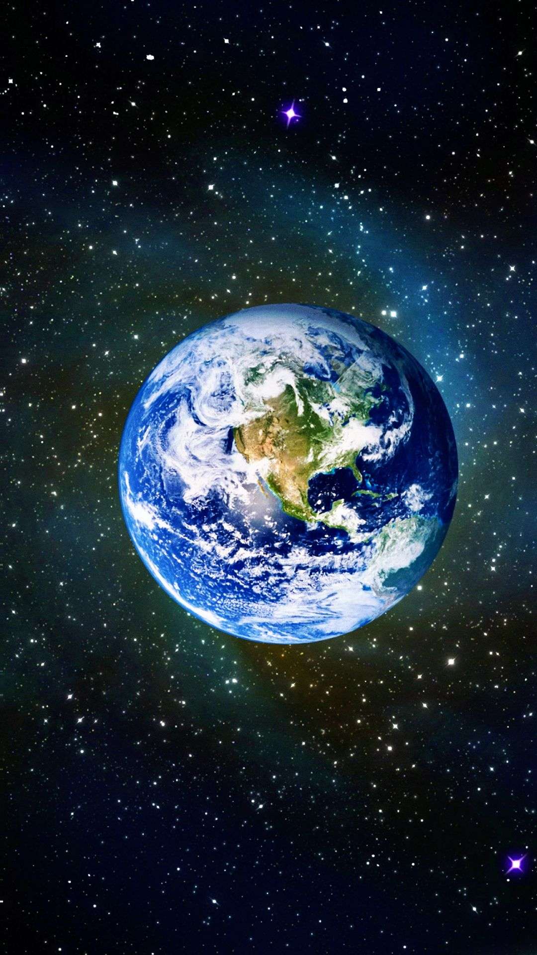 Terra verde-blu campo stellare, 1080x1920 Full HD Verticale, iPhone