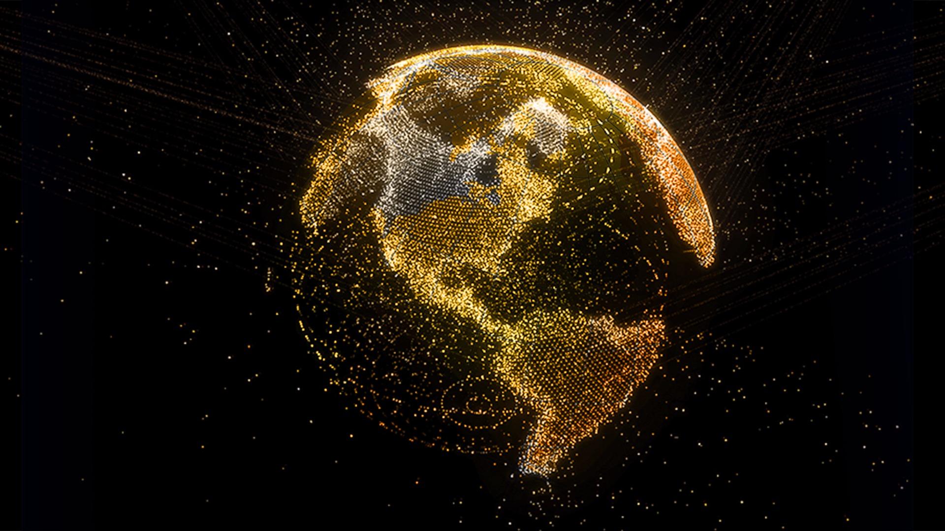 Terra particellare dorata digitale, 1920x1080 1080p, Laptop