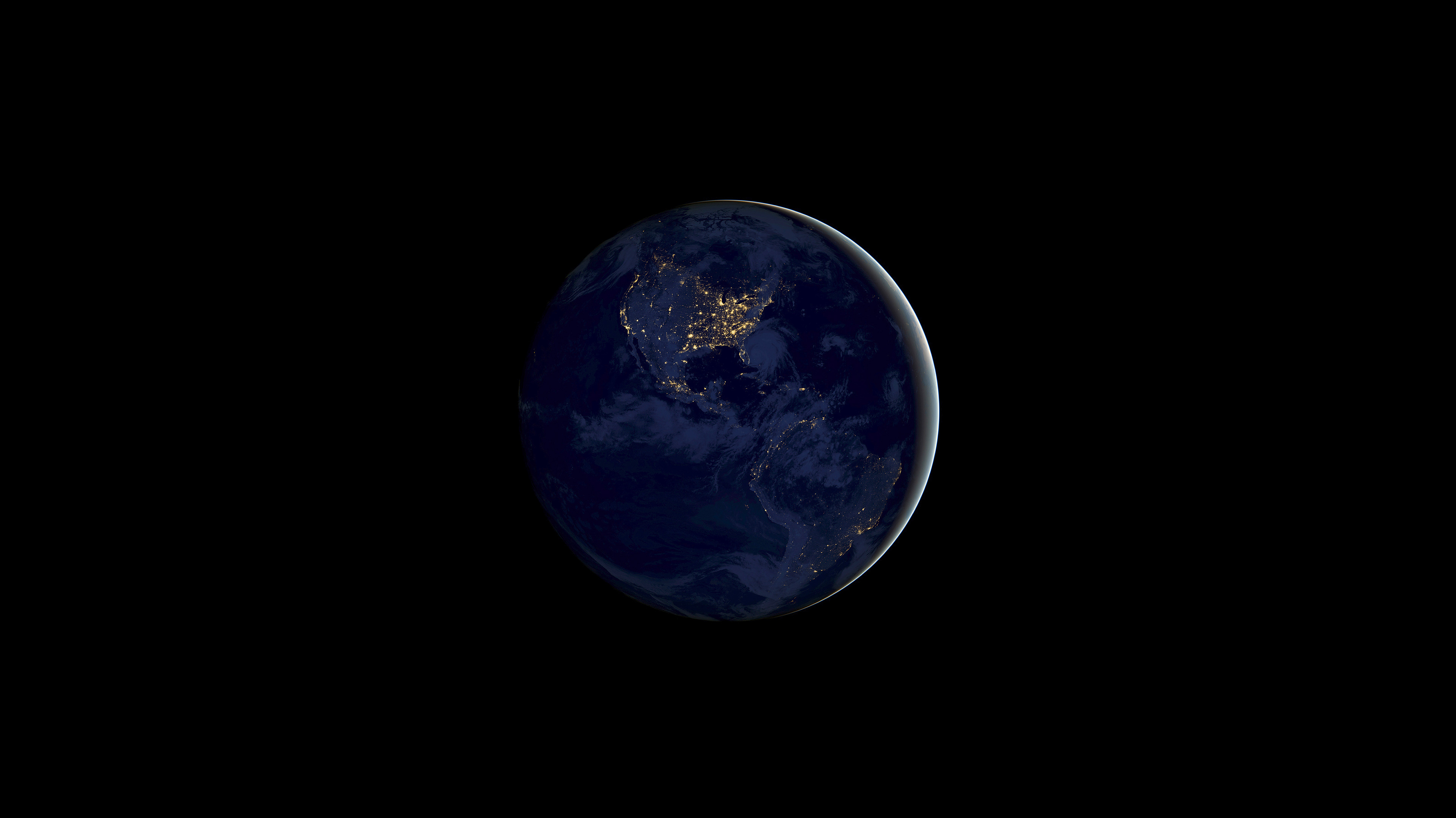 Terra notturna luci nera, 3840x2160 4K Ultra HD, Monitor 4K