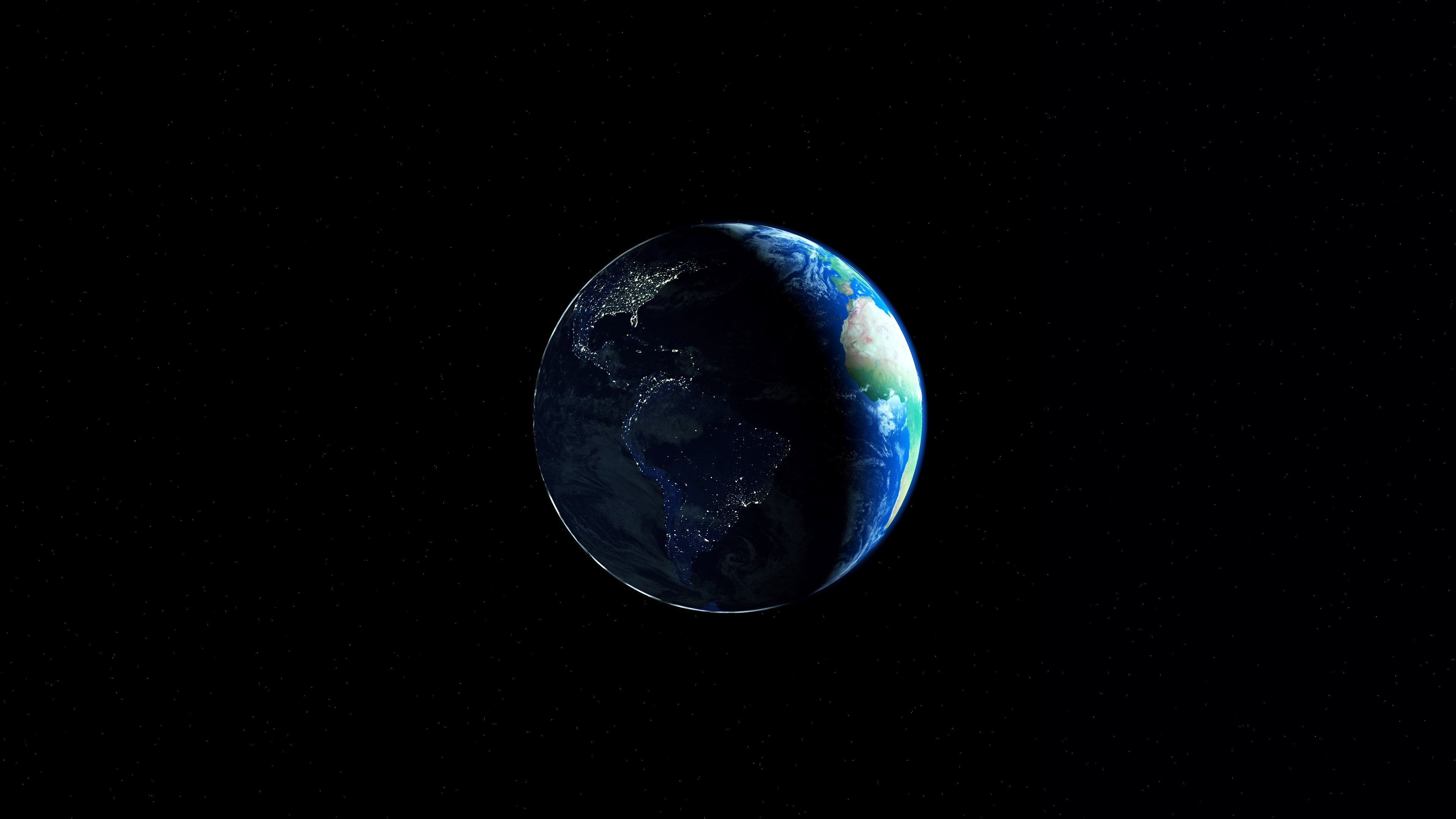 Terra notturna luci nera, 3840x2160 UHD, PC 4K