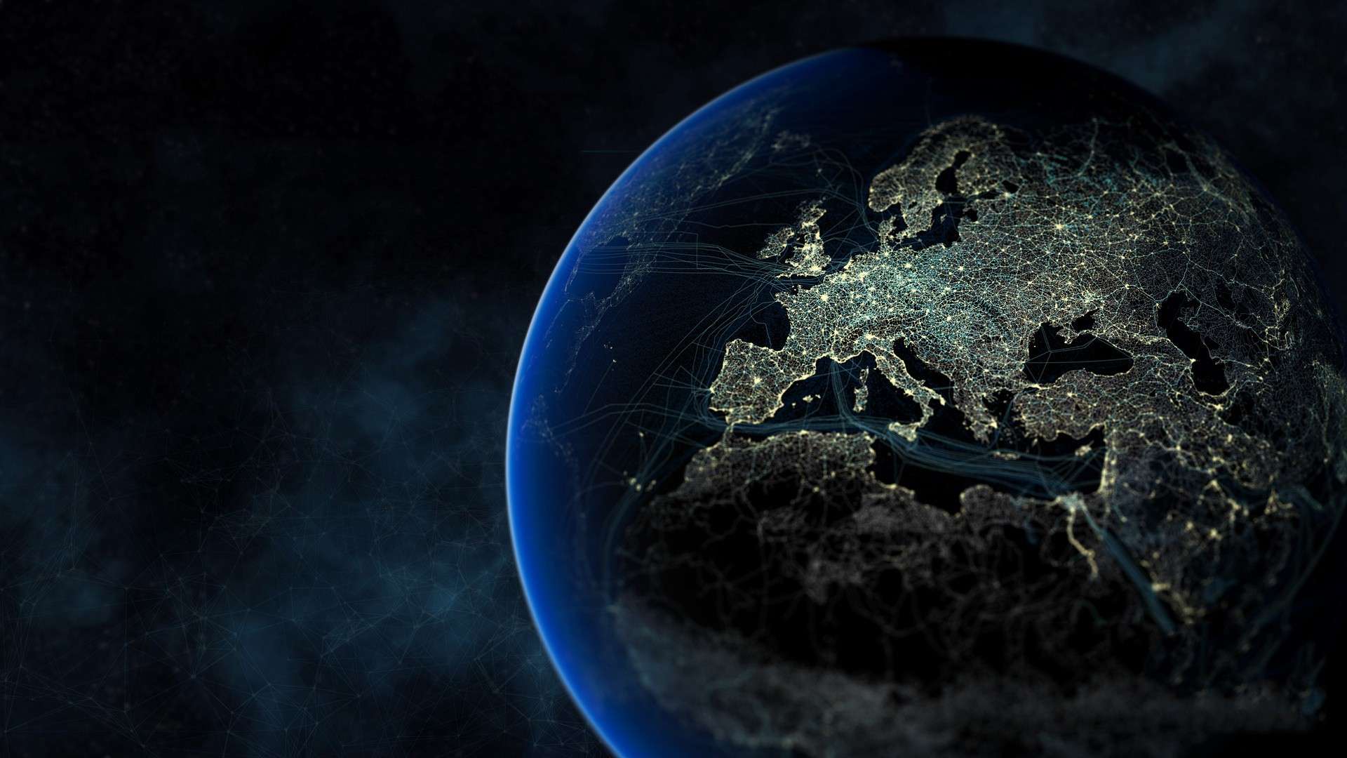 Terra notturna Europa luci, 1920x1080 Full HD, PC