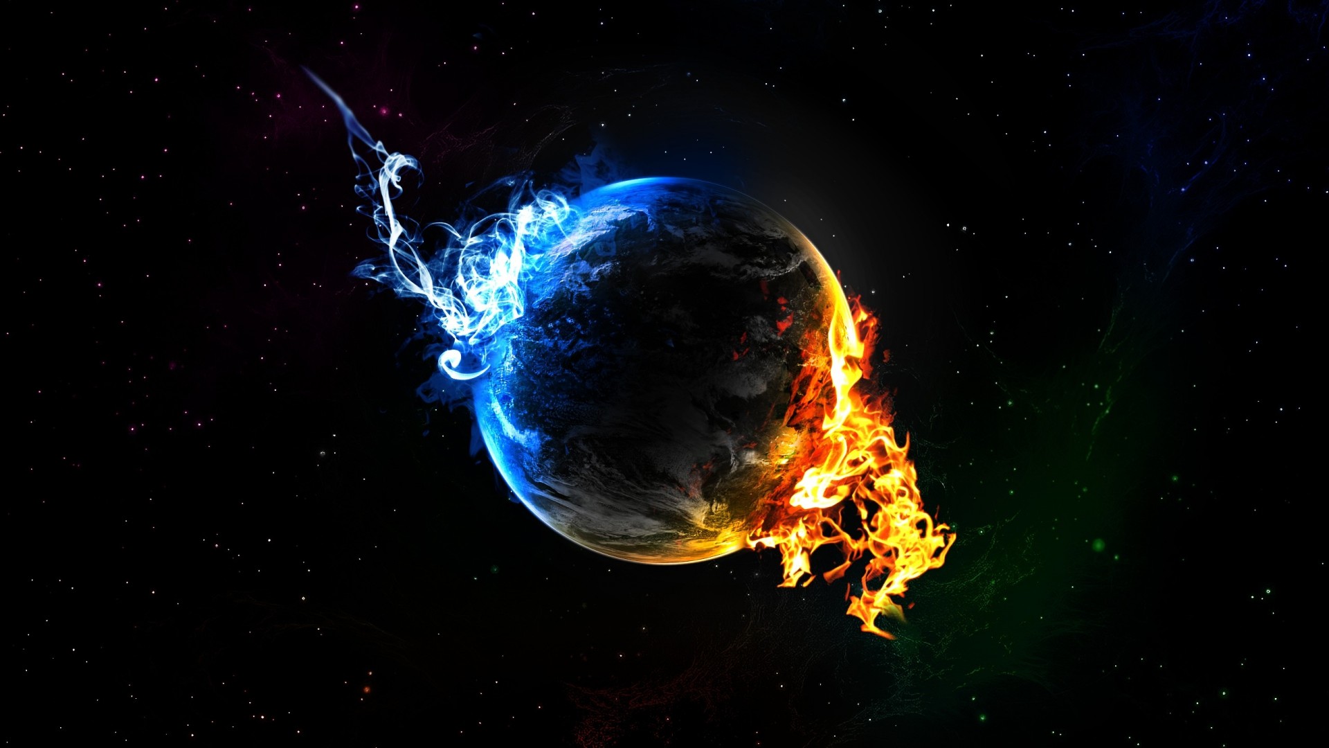 Terra fuoco ghiaccio spazio, 1920x1080 Full HD, Desktop