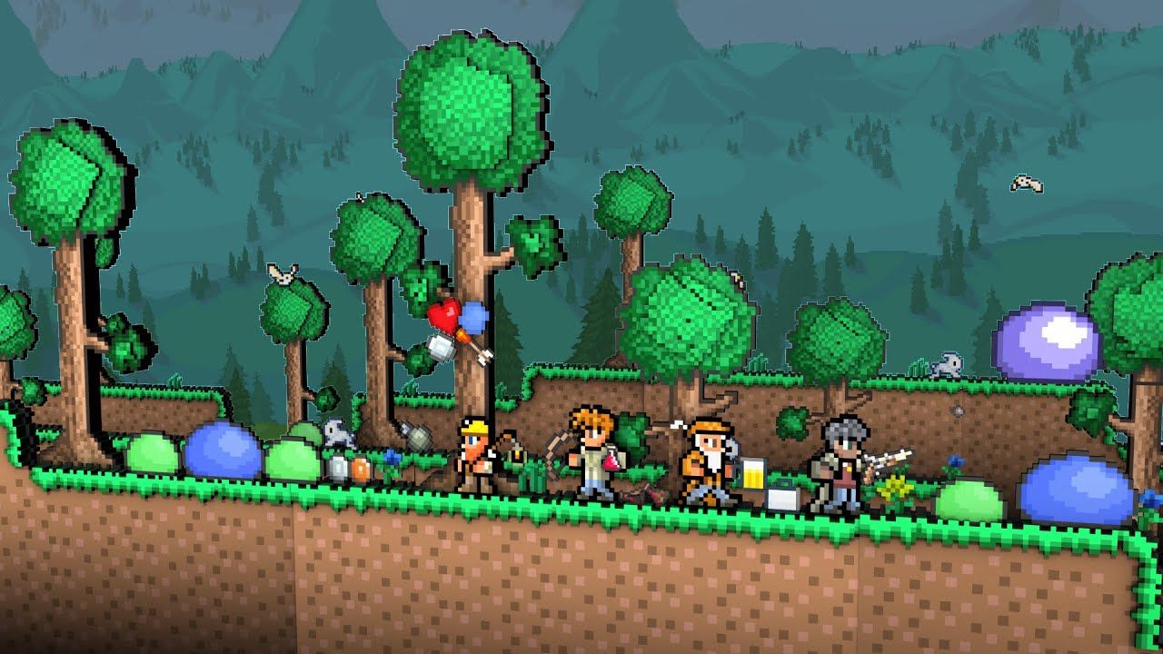Terraria foresta corrotta teschi, 1324x699 720p, PC