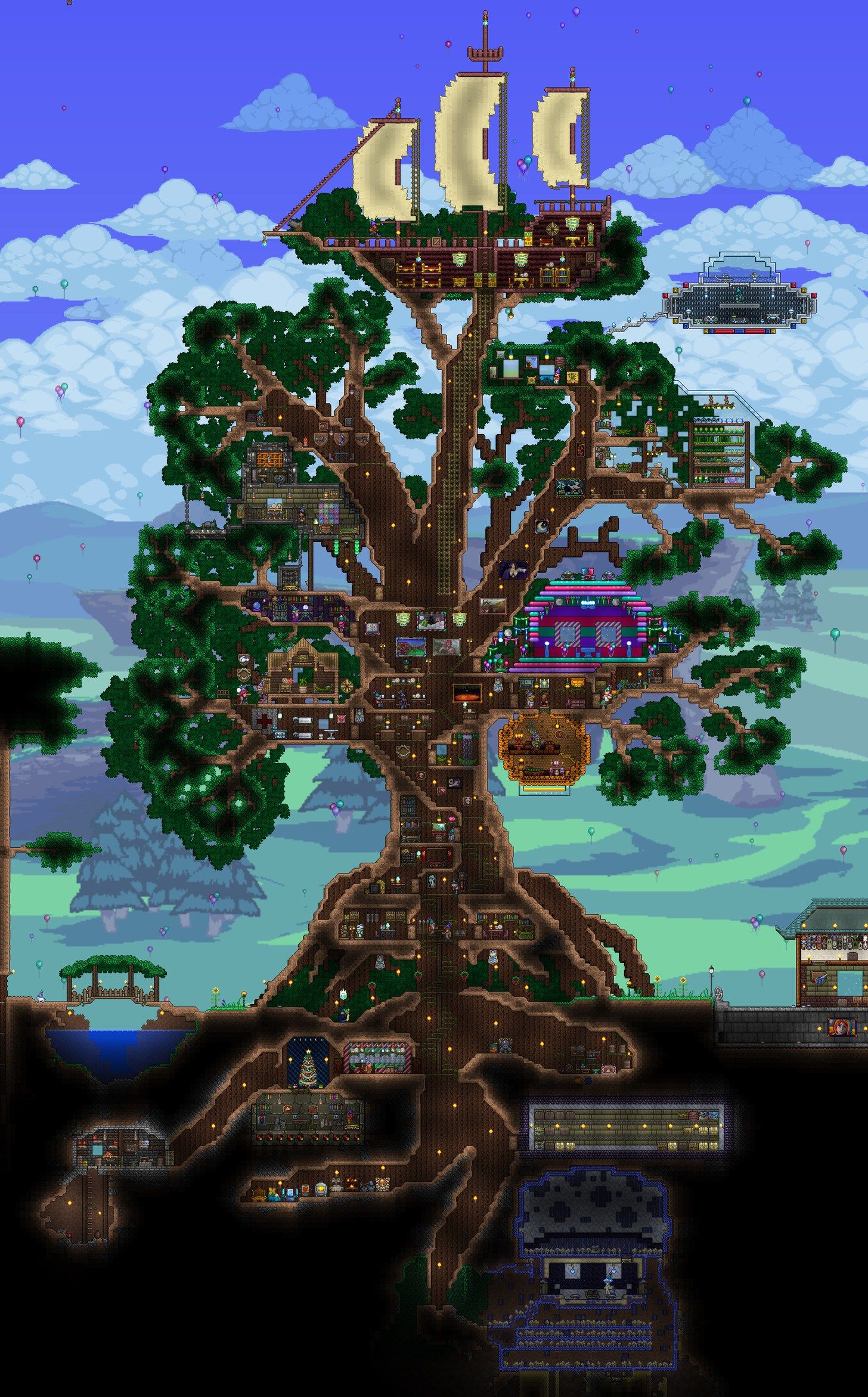 Casa sull'albero gigante Terraria, 1456x2343 Full HD Verticale, Smartphone