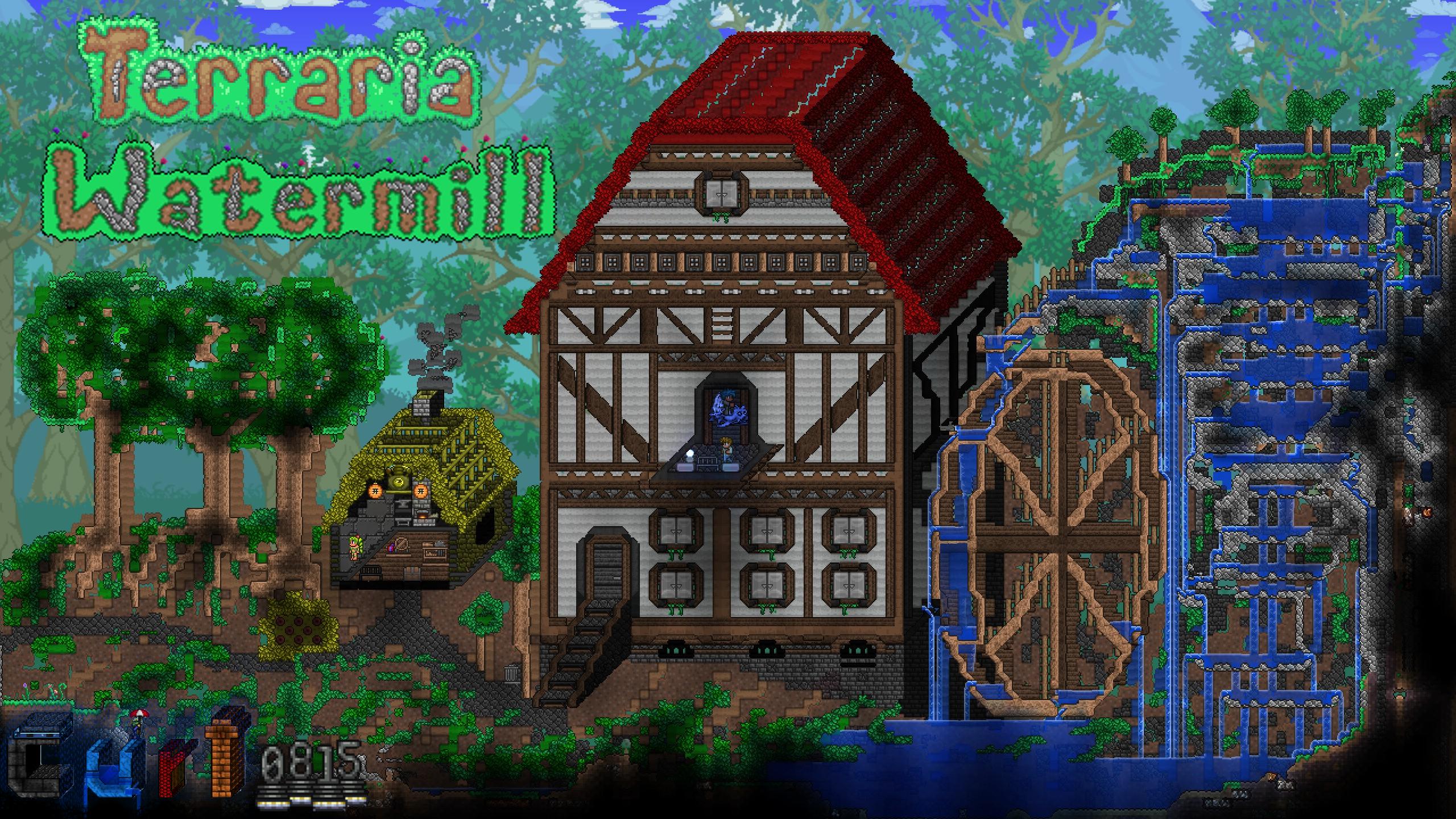 Terraria mulino ad acqua pixel, 2560x1440 2K QHD, PC
