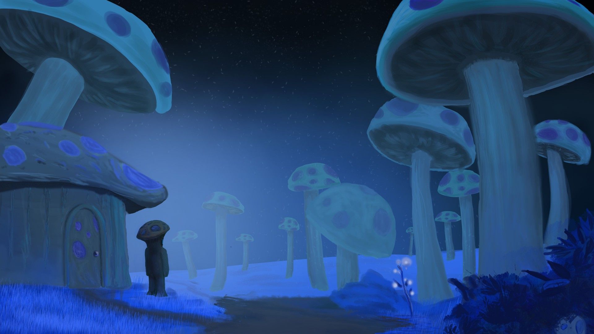 Foresta di funghi Terraria notturna, 1920x1080 Full HD, PC Desktop